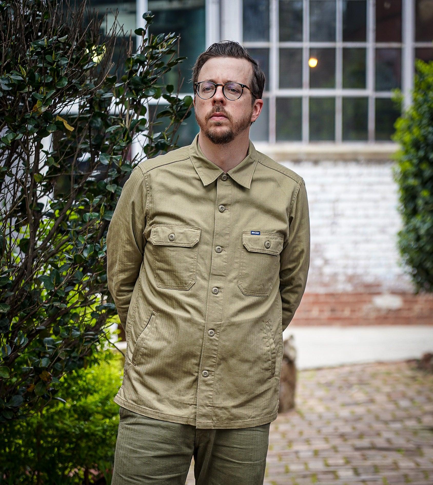 Iron Heart IHSH-385-BEI 9oz Herringbone Military Shirt - Beige