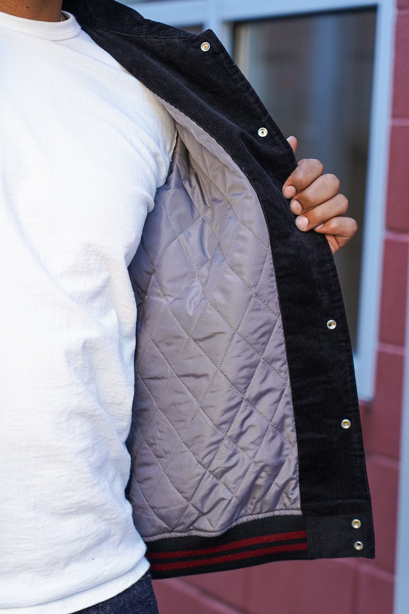 Studio D'Artisan 4626 Corduroy Stadium Jacket - Black