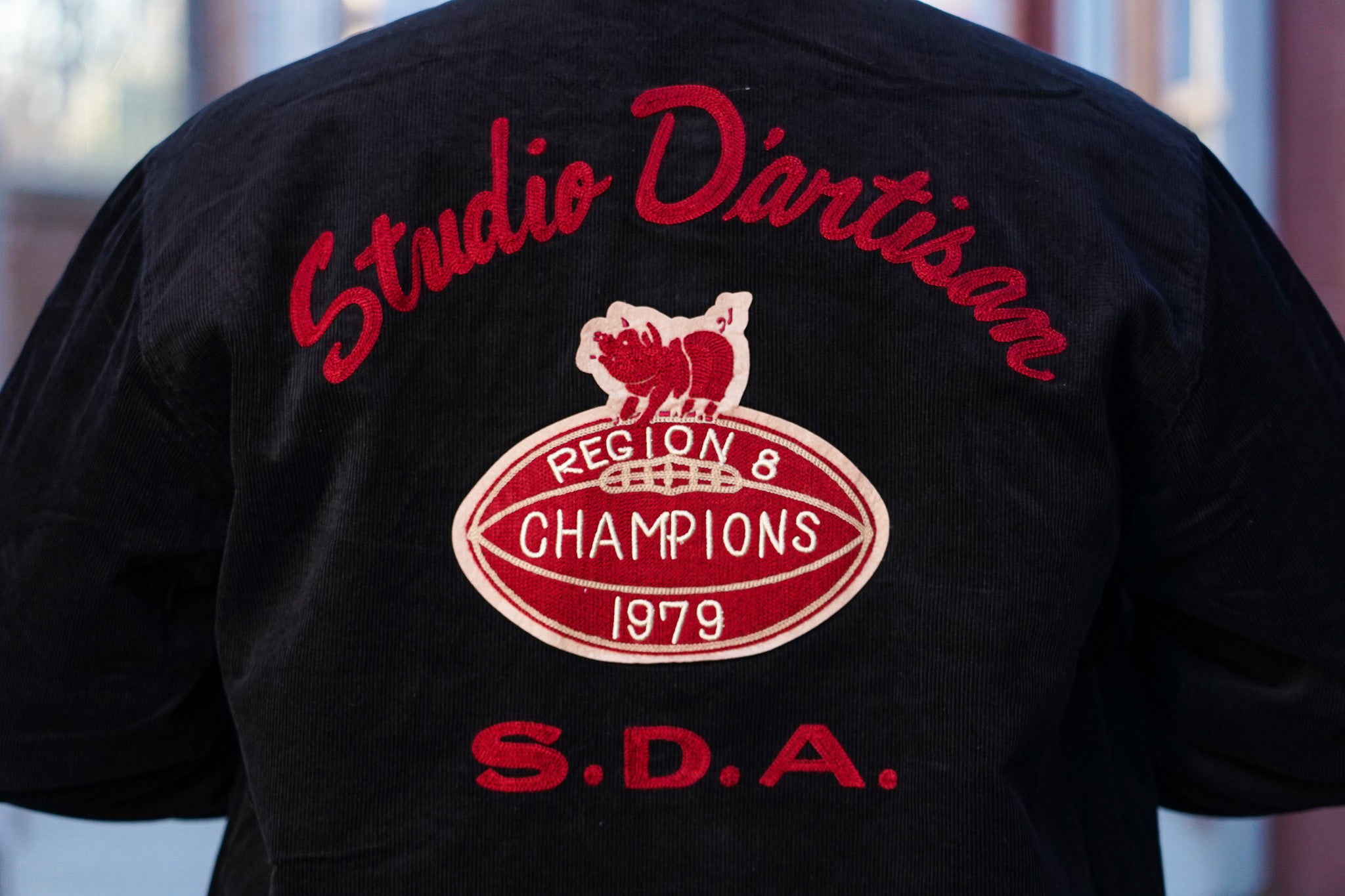 Studio D'Artisan 4626 Corduroy Stadium Jacket - Black