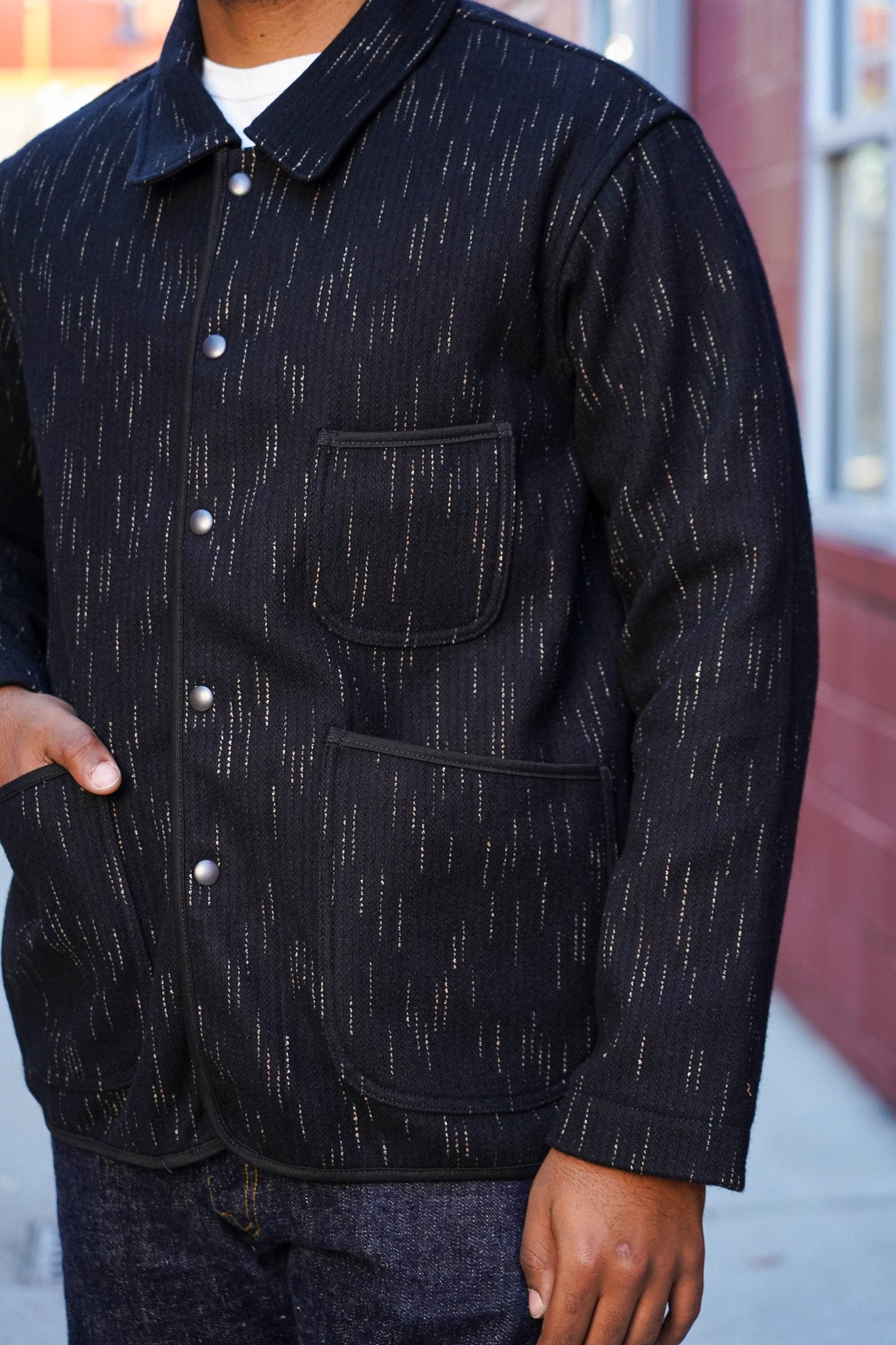 Studio D'Artisan 4616 Kasuri-Dyed Beach Cloth Jacket