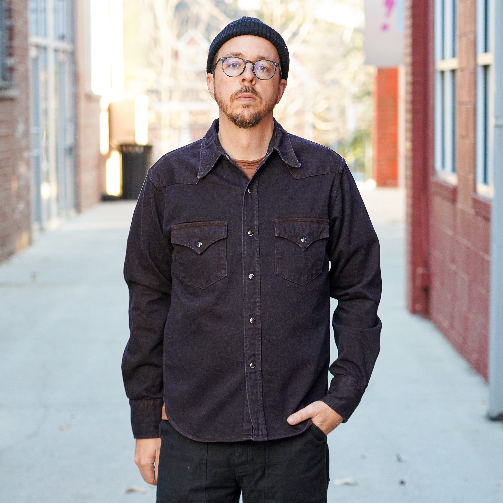 Studio D'Artisan D5727 Bengala Dyed Denim Western Shirt - Red