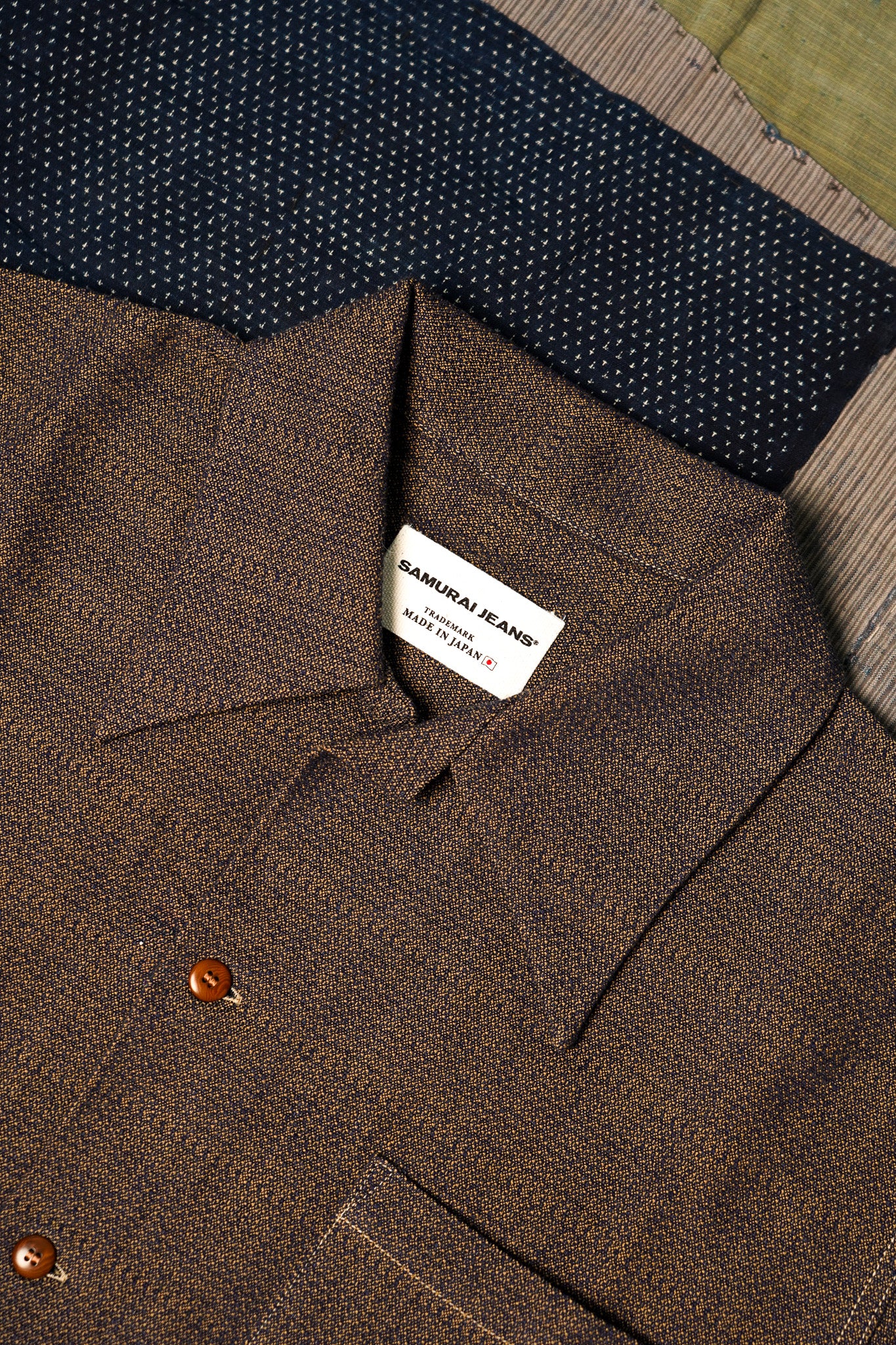 Samurai SOS26-KSK Kanoko Aimadara Open Collar Shirt - Brown