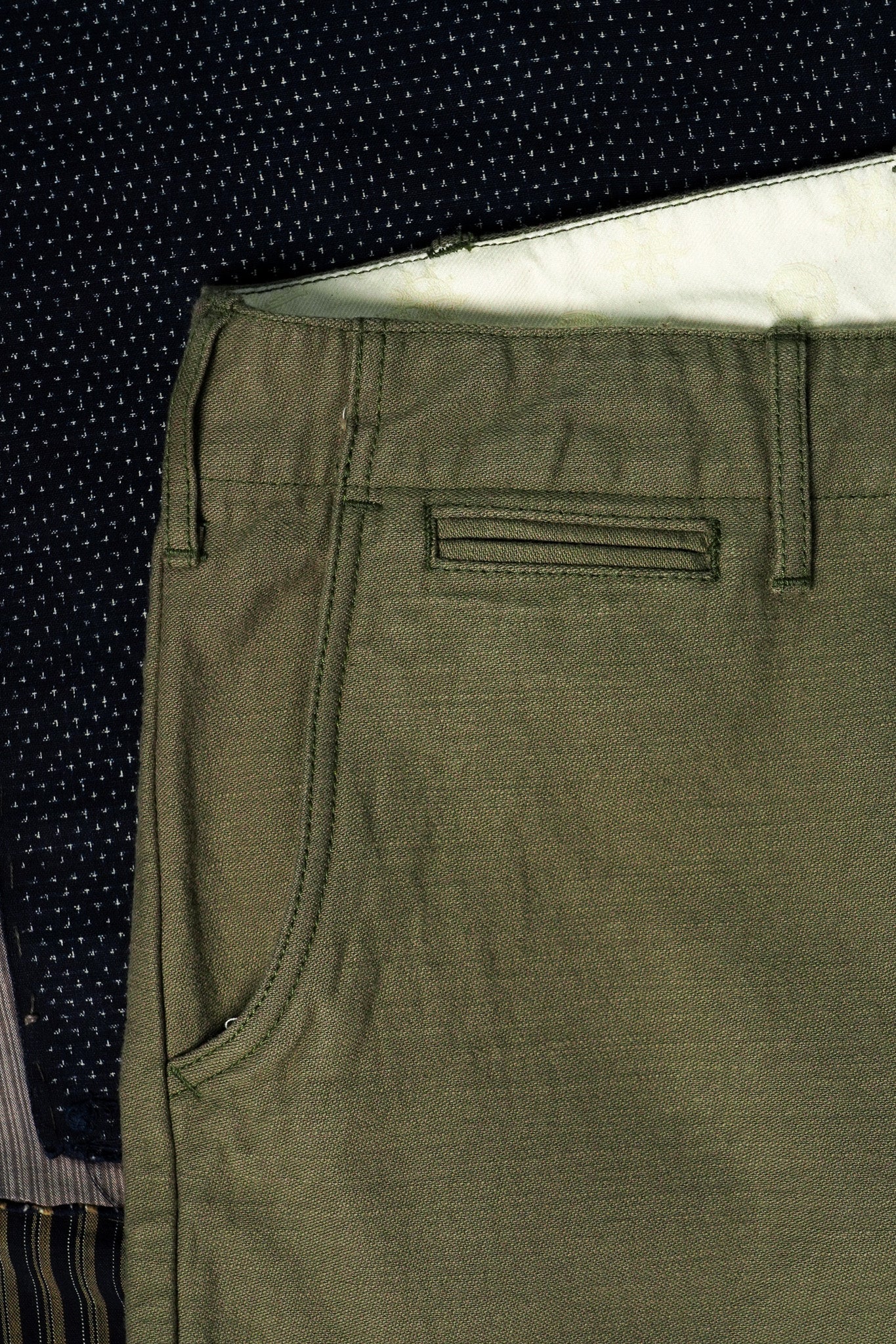 Samurai SJ42BP 15oz Heavy Back Satin Trousers - Olive