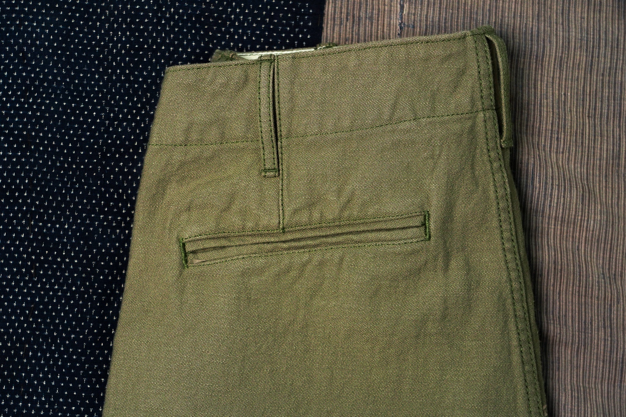 Samurai SJ42BP 15oz Heavy Back Satin Trousers - Olive