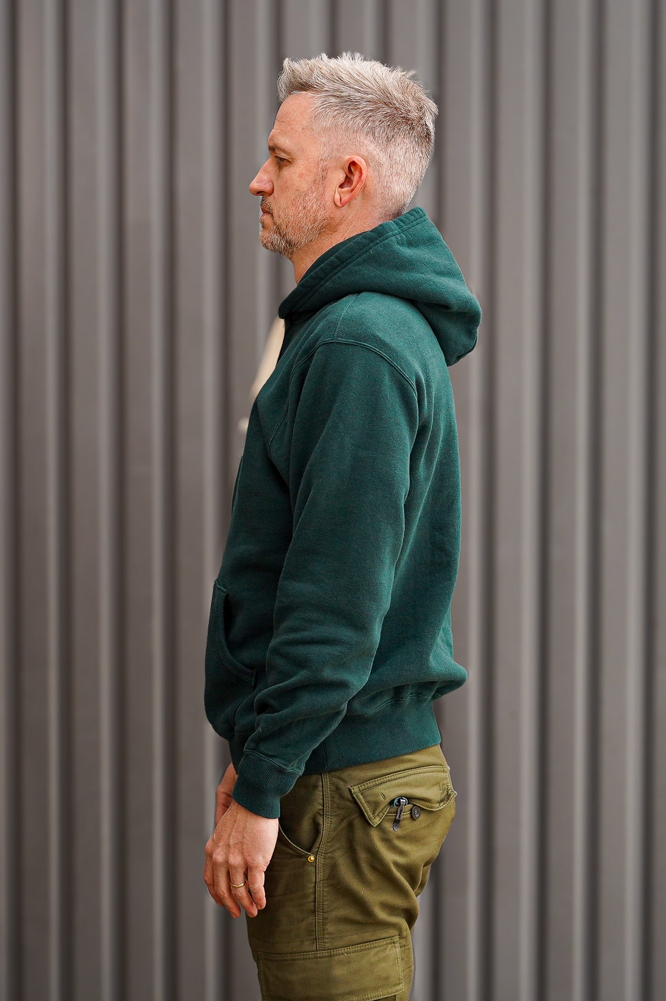 The Flat Head FN-SWP-301 Loopwheel Hooded Sweatshirt - Green