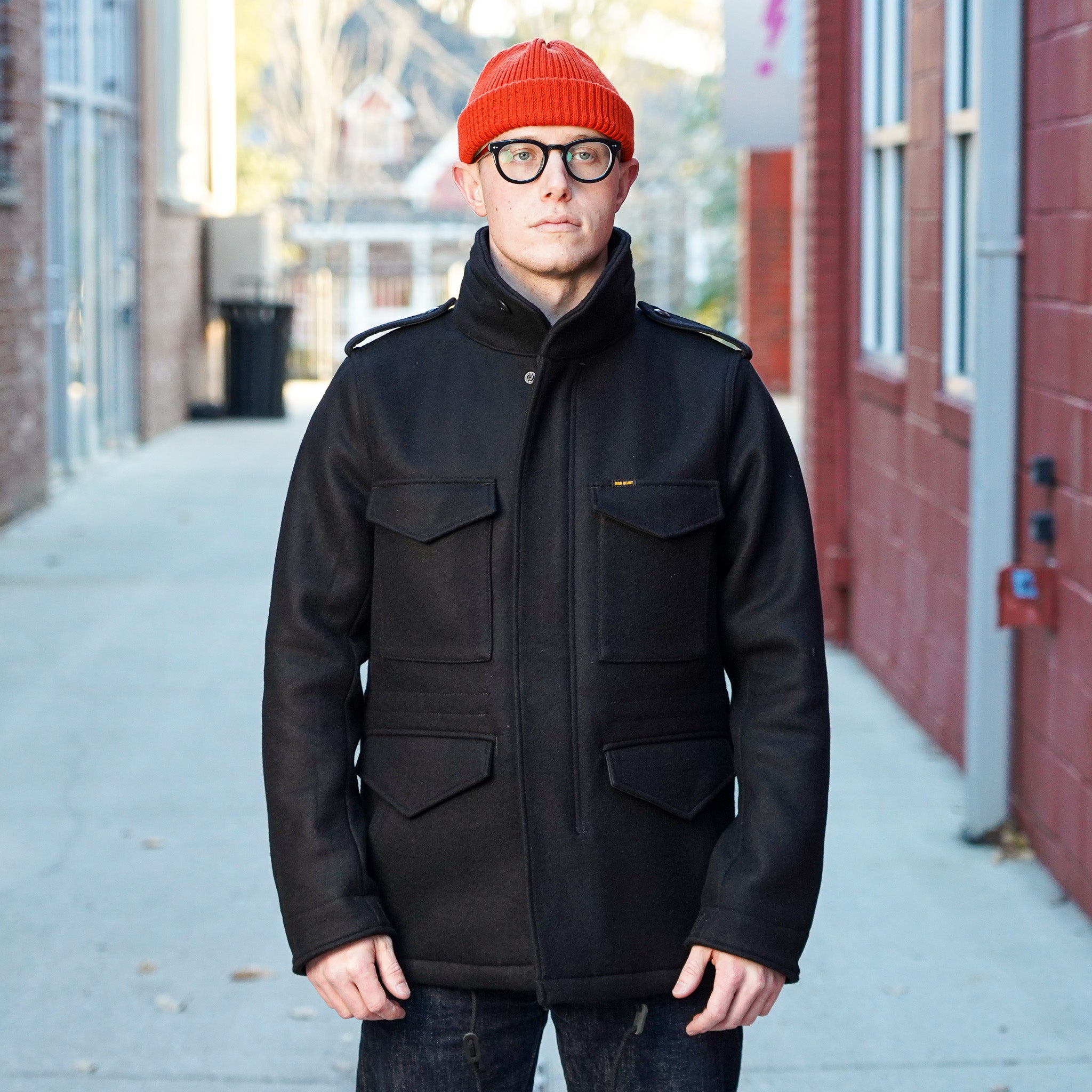 Iron Heart IHM-49-BLK 21oz Melton Wool M65 Field Jacket - Black