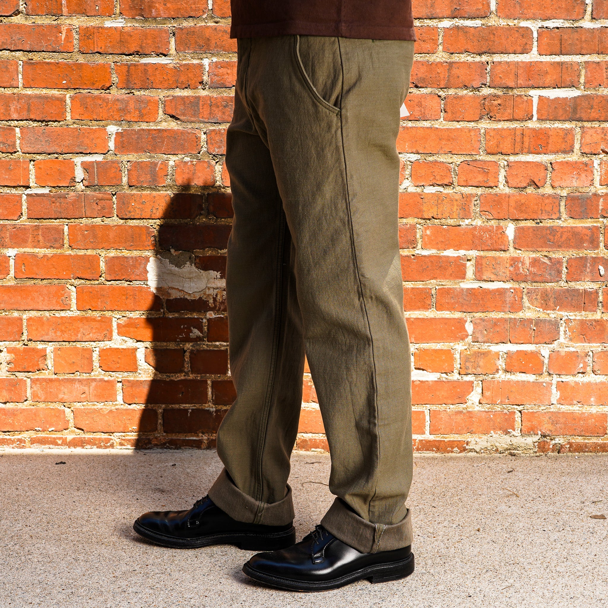 Samurai SJ42BP 15oz Heavy Back Satin Trousers - Olive
