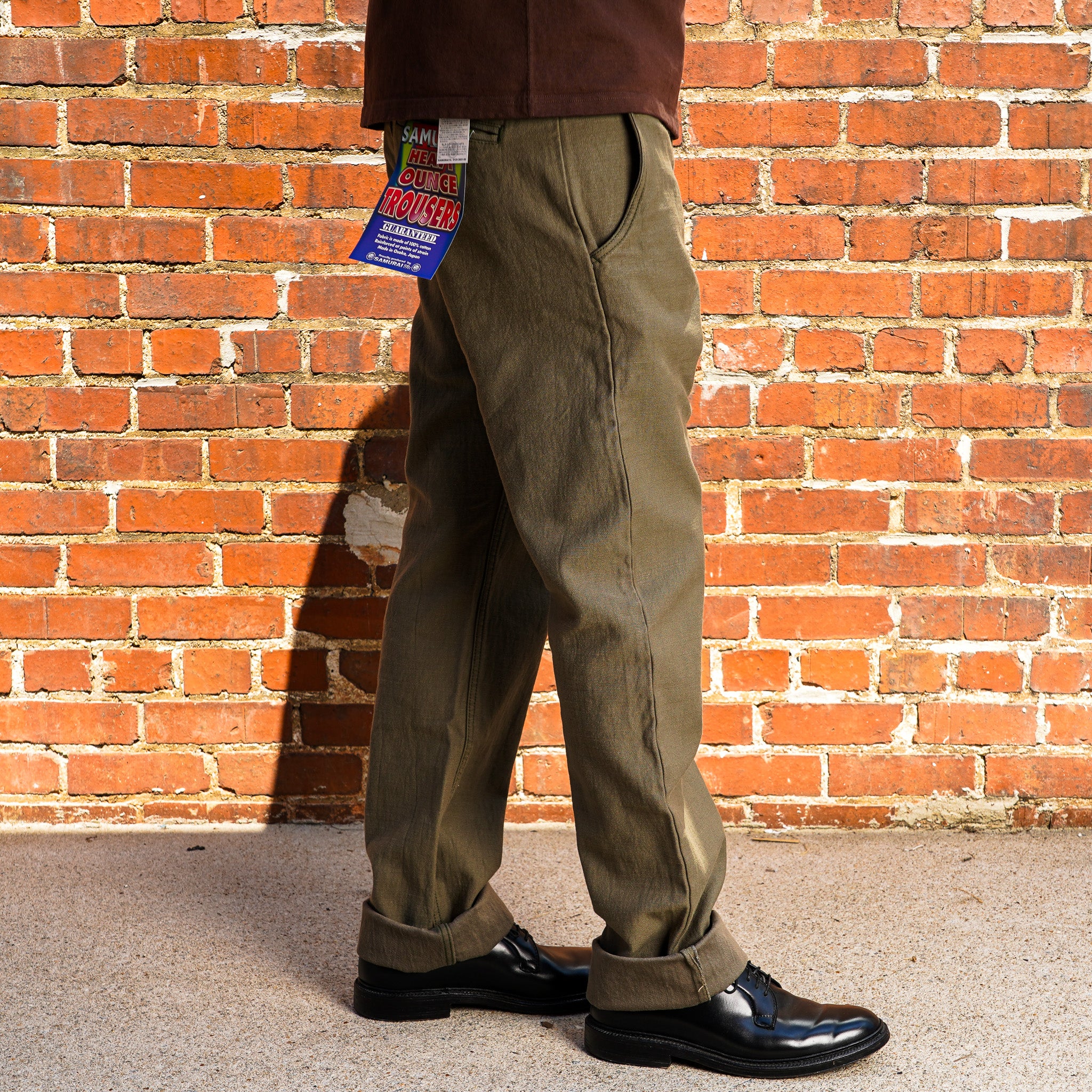 Samurai SJ42BP 15oz Heavy Back Satin Trousers - Olive
