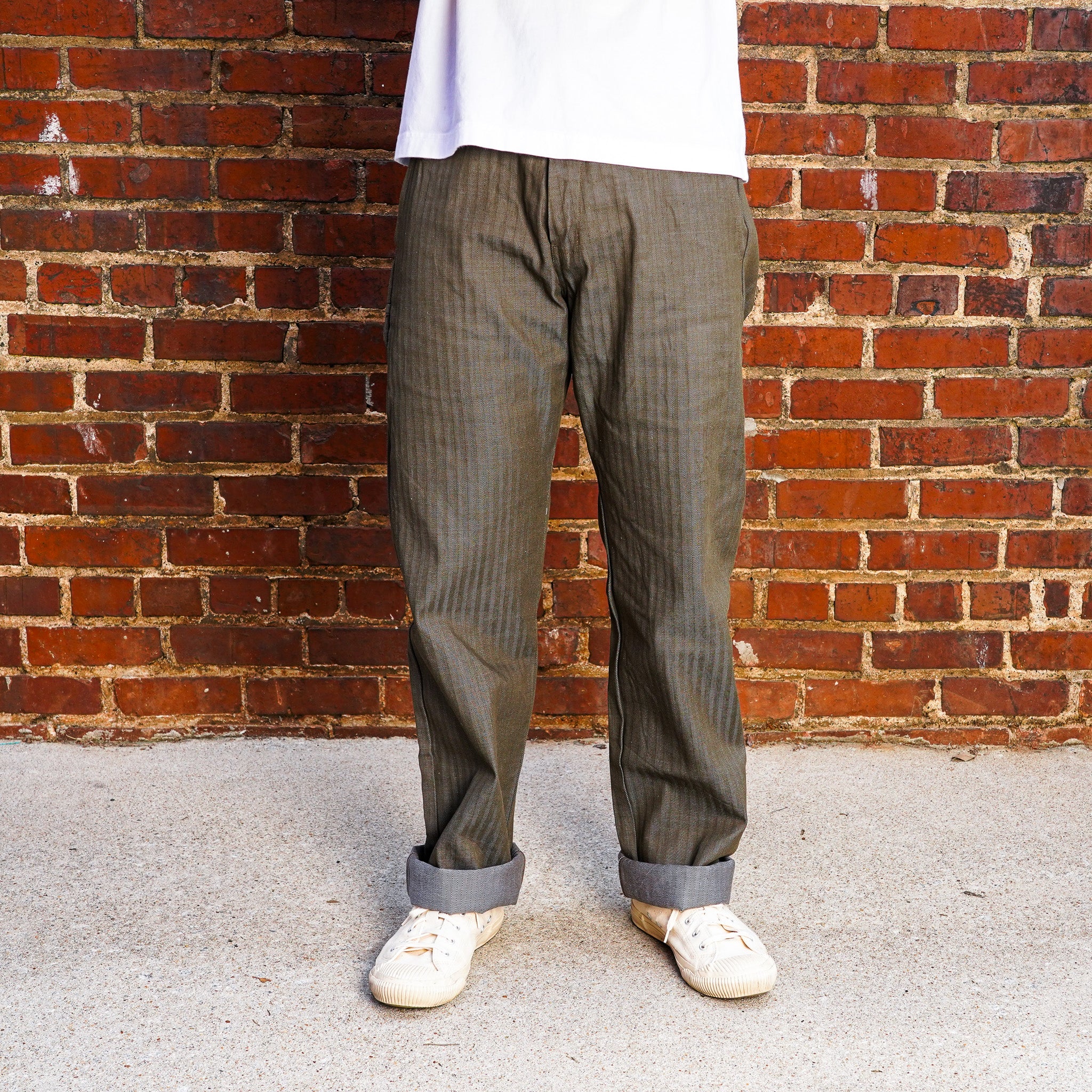 Samurai SWC300WP-HB 13oz "Gray Nep" HBT Wide Trousers - Olive