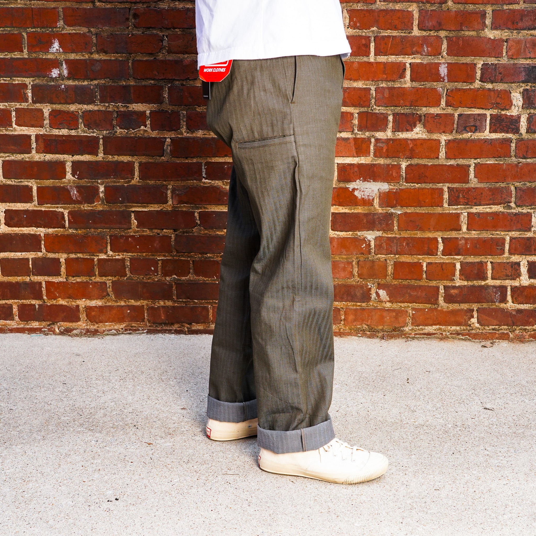 Samurai SWC300WP-HB 13oz "Gray Nep" HBT Wide Trousers - Olive