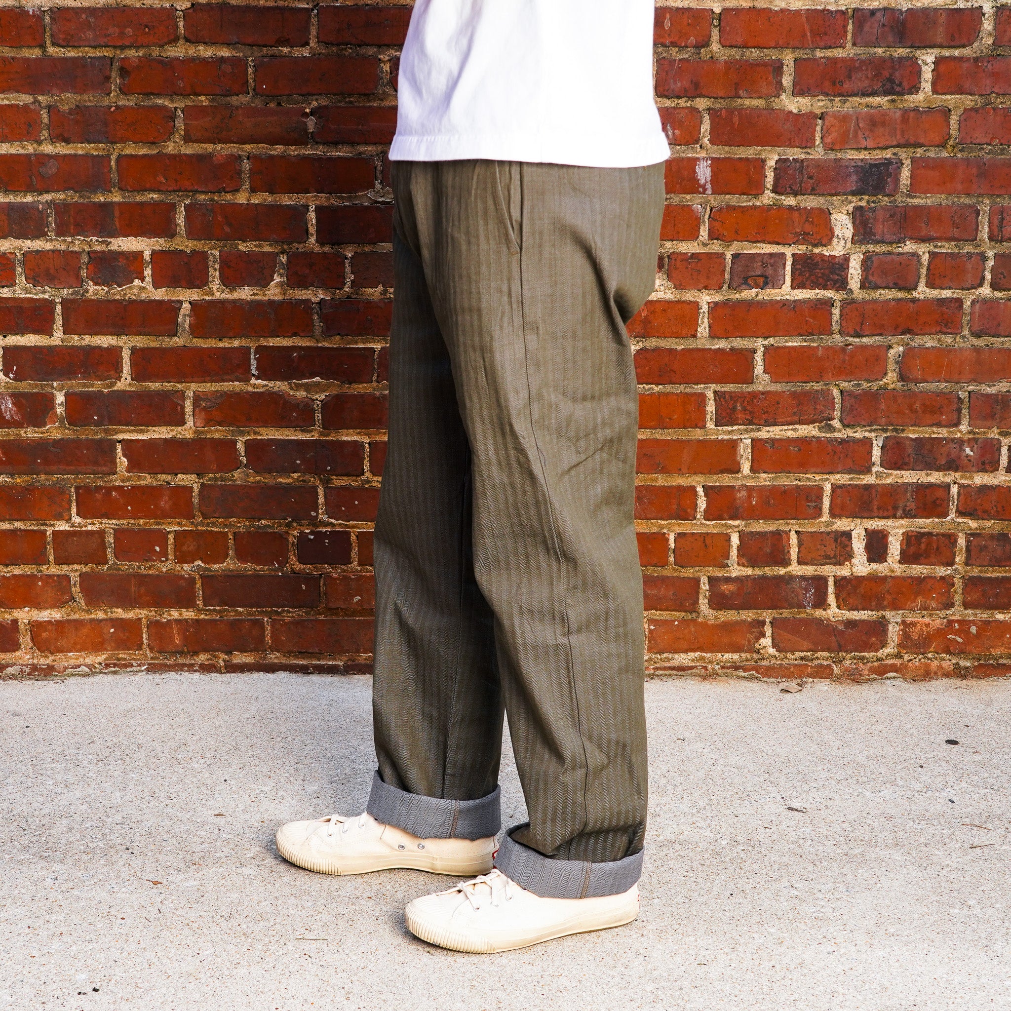 Samurai SWC300WP-HB 13oz "Gray Nep" HBT Wide Trousers - Olive