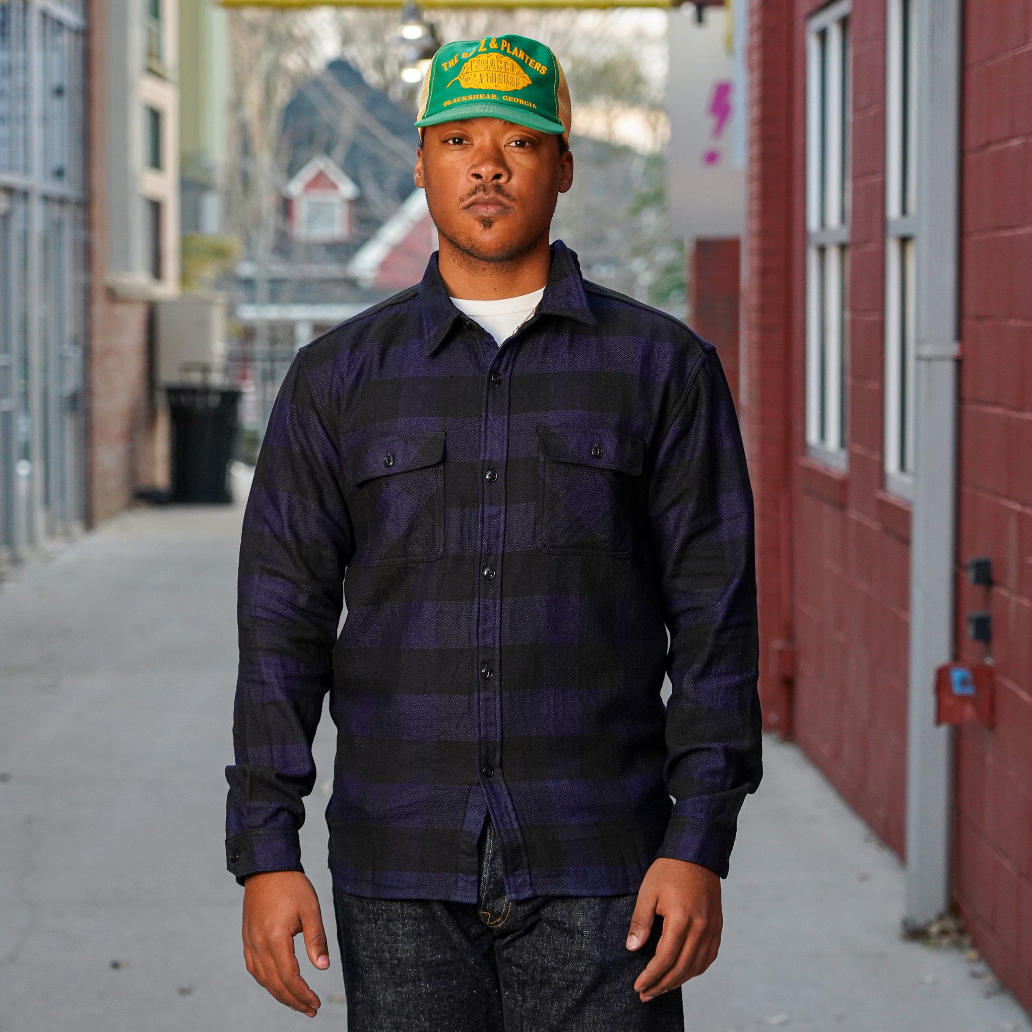 The Flat Head FN-SNR-101LSP Block Check Flannel Work Shirt