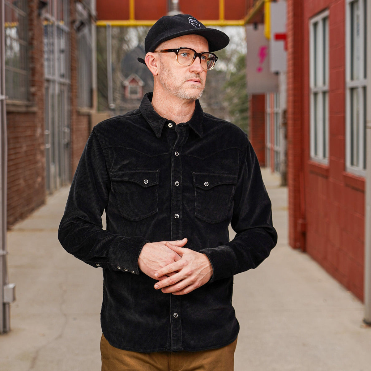 Freenote Cloth Calico Western Shirt - Black Corduroy