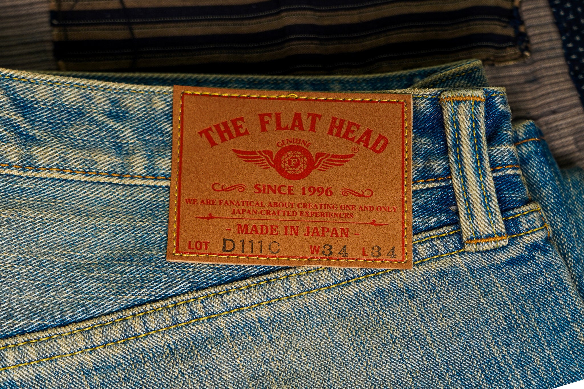 The Flat Head FN-D111C 14.5oz Left Hand Twill Wide Leg Selvedge Denim - Real Aging