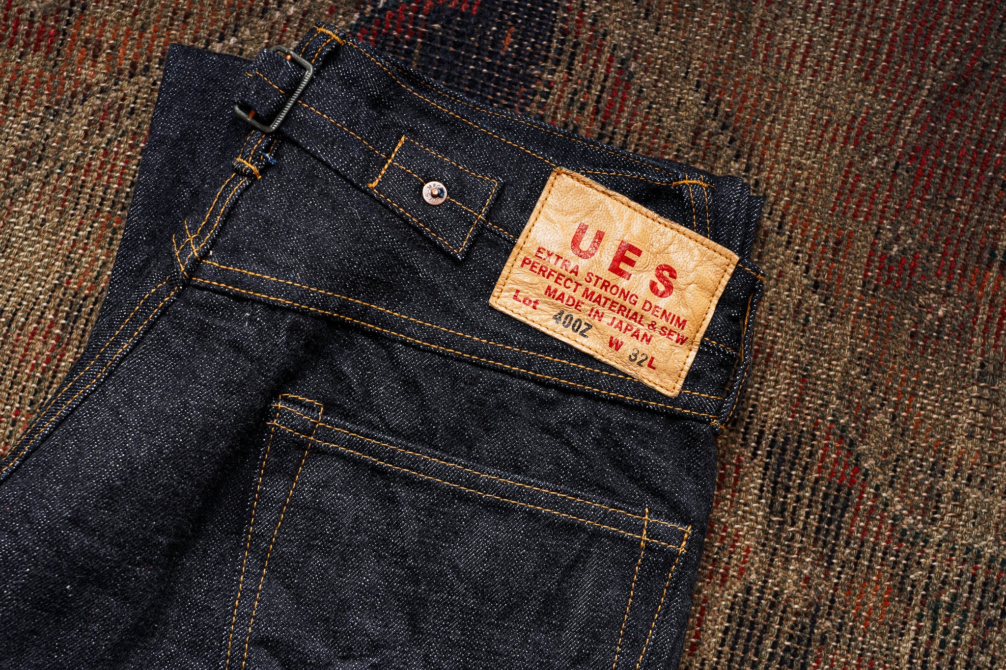UES 400-Z 17oz Classic Straight Indigo Selvedge Denim - One Washed