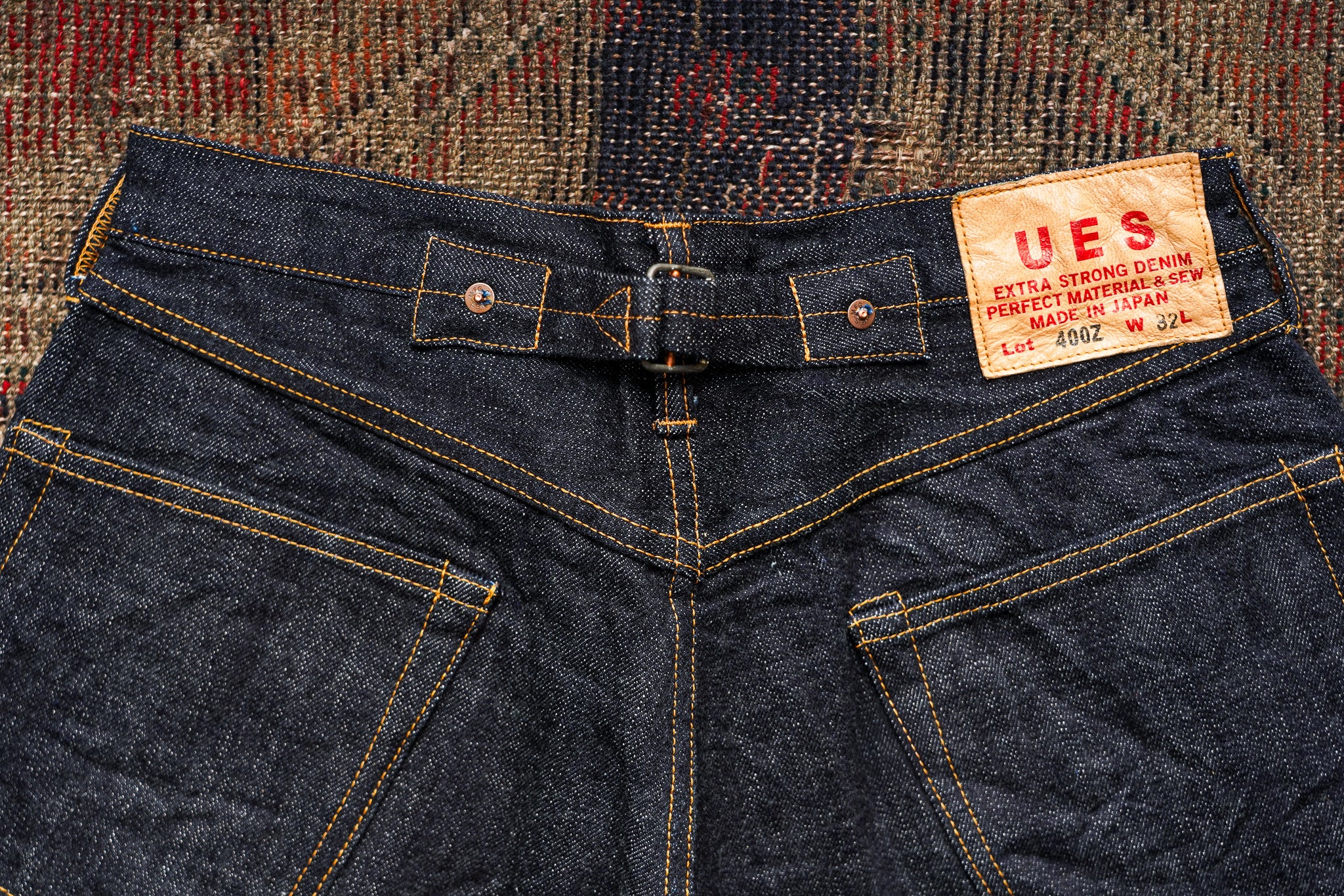 UES 400-Z 17oz Classic Straight Indigo Selvedge Denim - One Washed