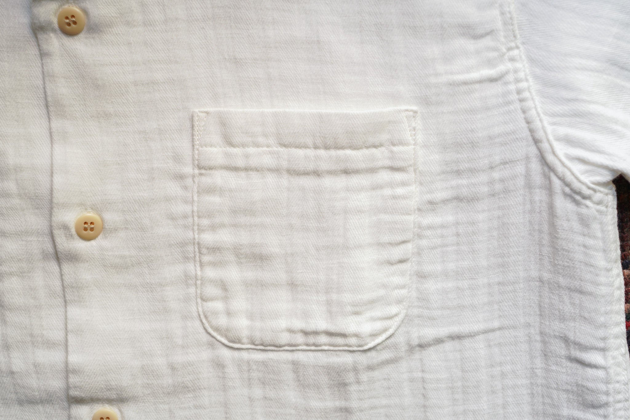 UES Herringbone Double Gauze Short Sleeve Shirt - White