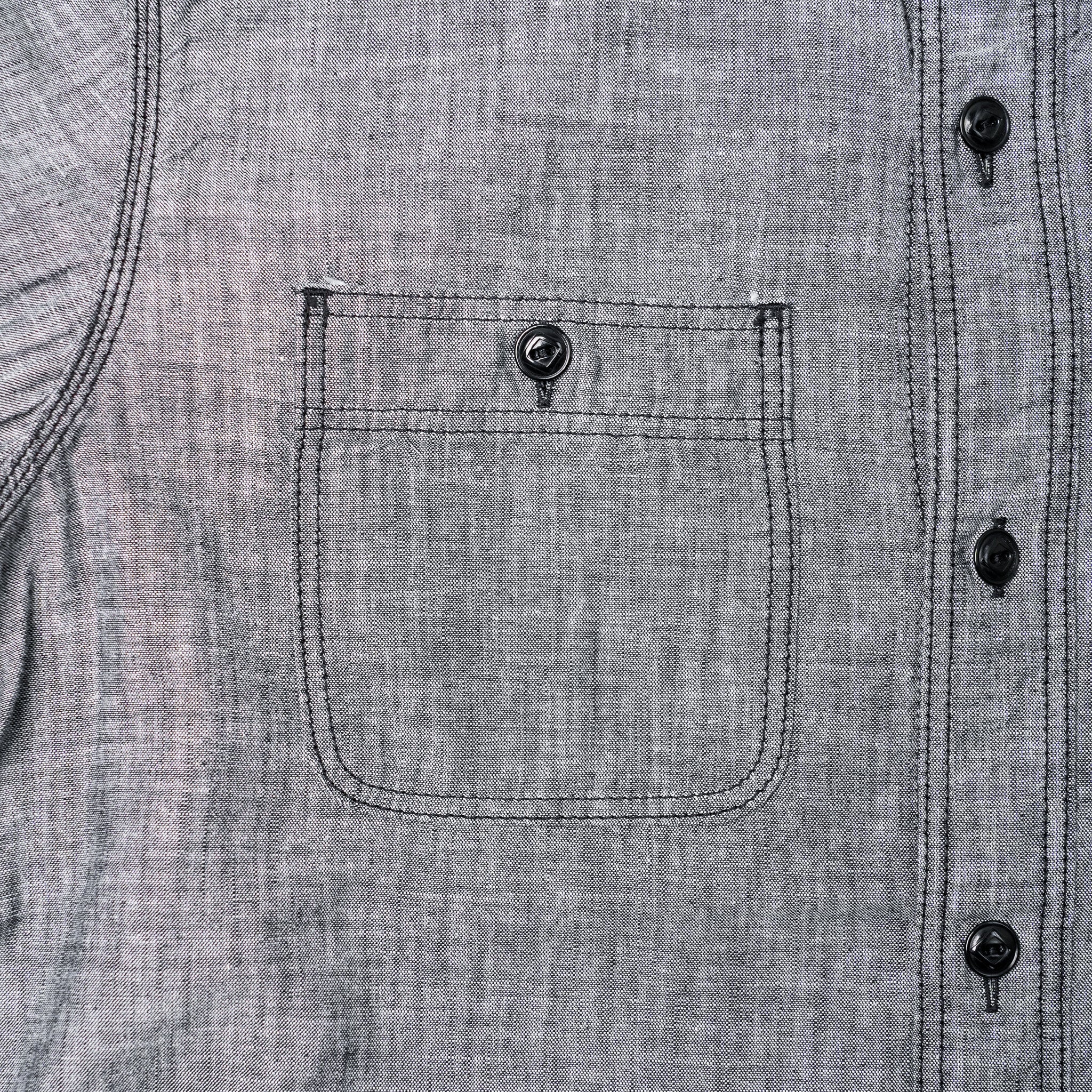 The Flat Head FN-SCK-010L Long Sleeved Chambray Work Shirt - Black