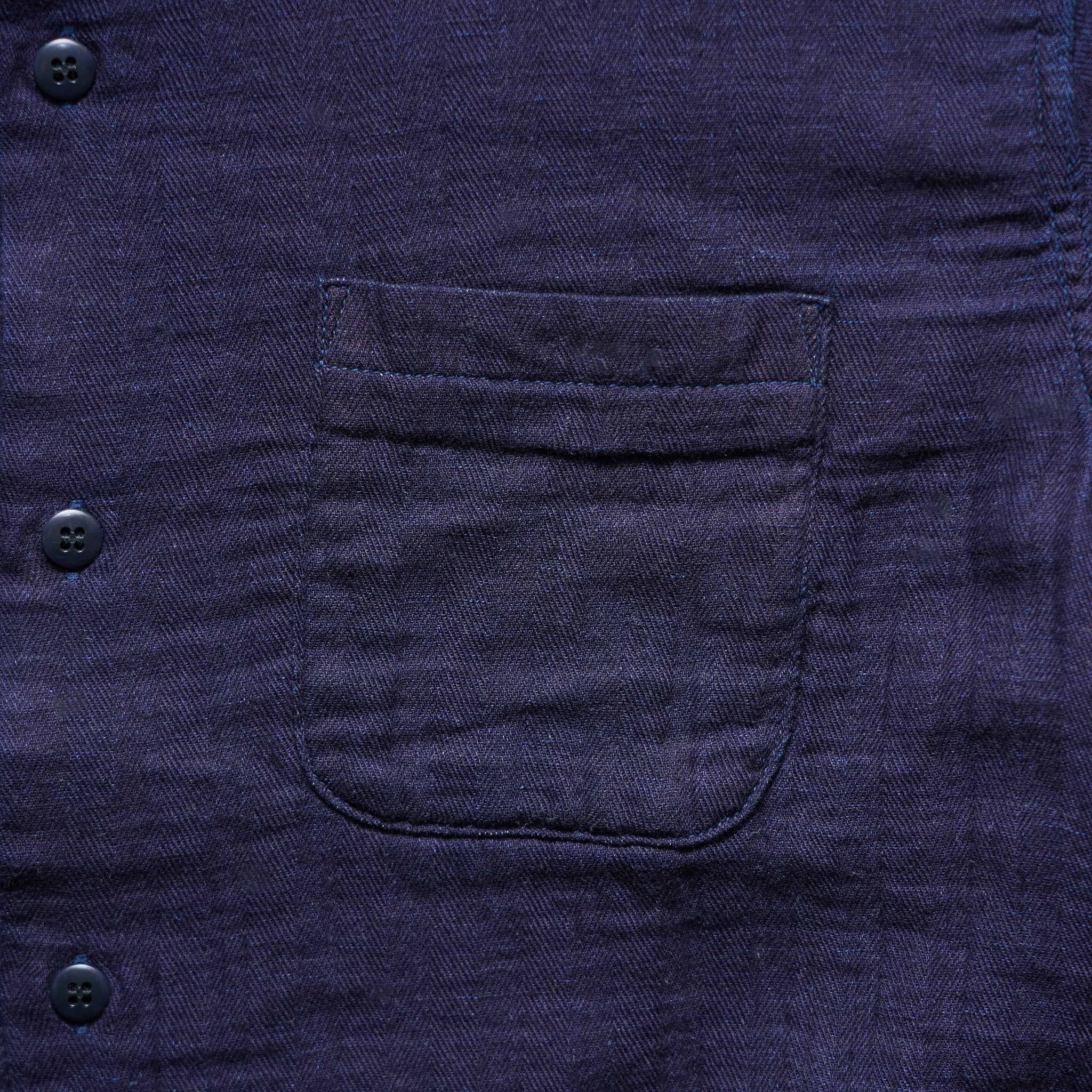 UES Herringbone Double Gauze Short Sleeve Shirt - Indigo
