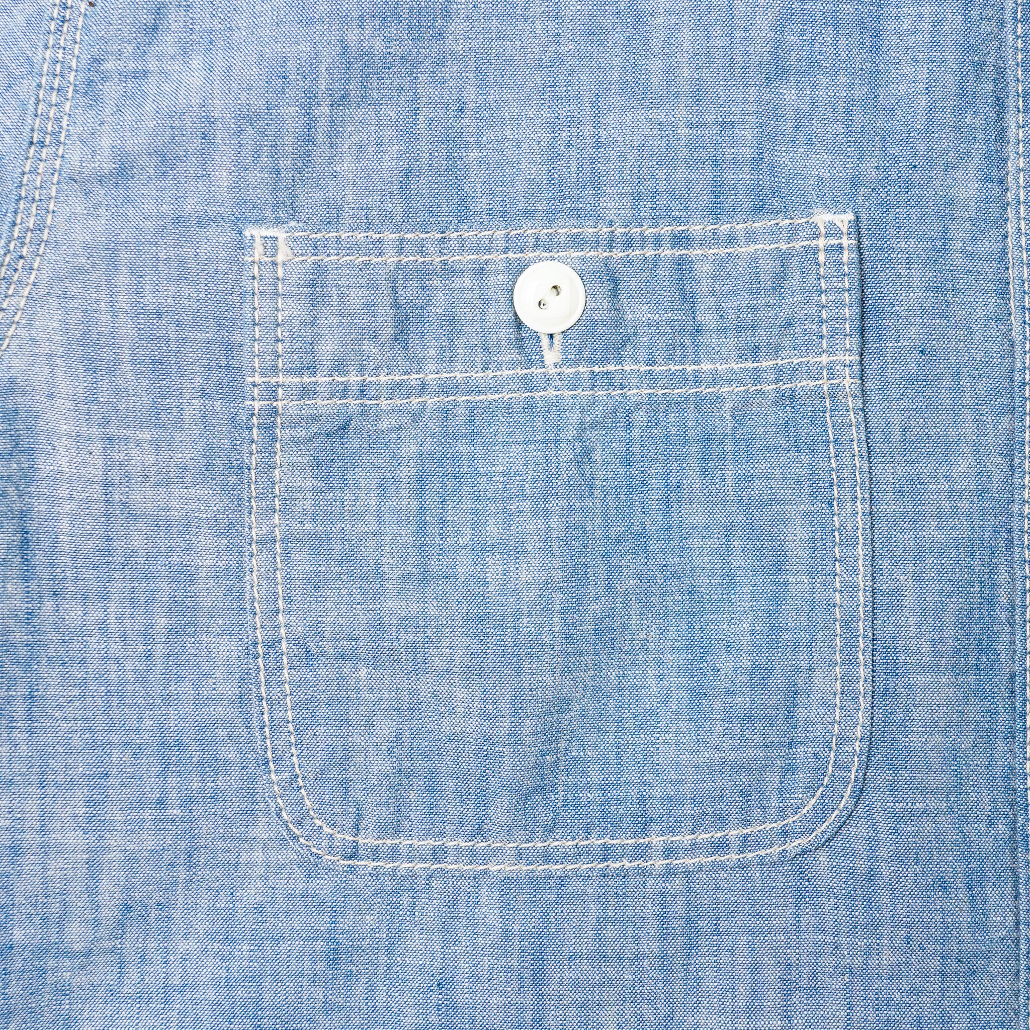 The Flat Head FN-SCK-010L Long Sleeved Chambray Work Shirt - Blue