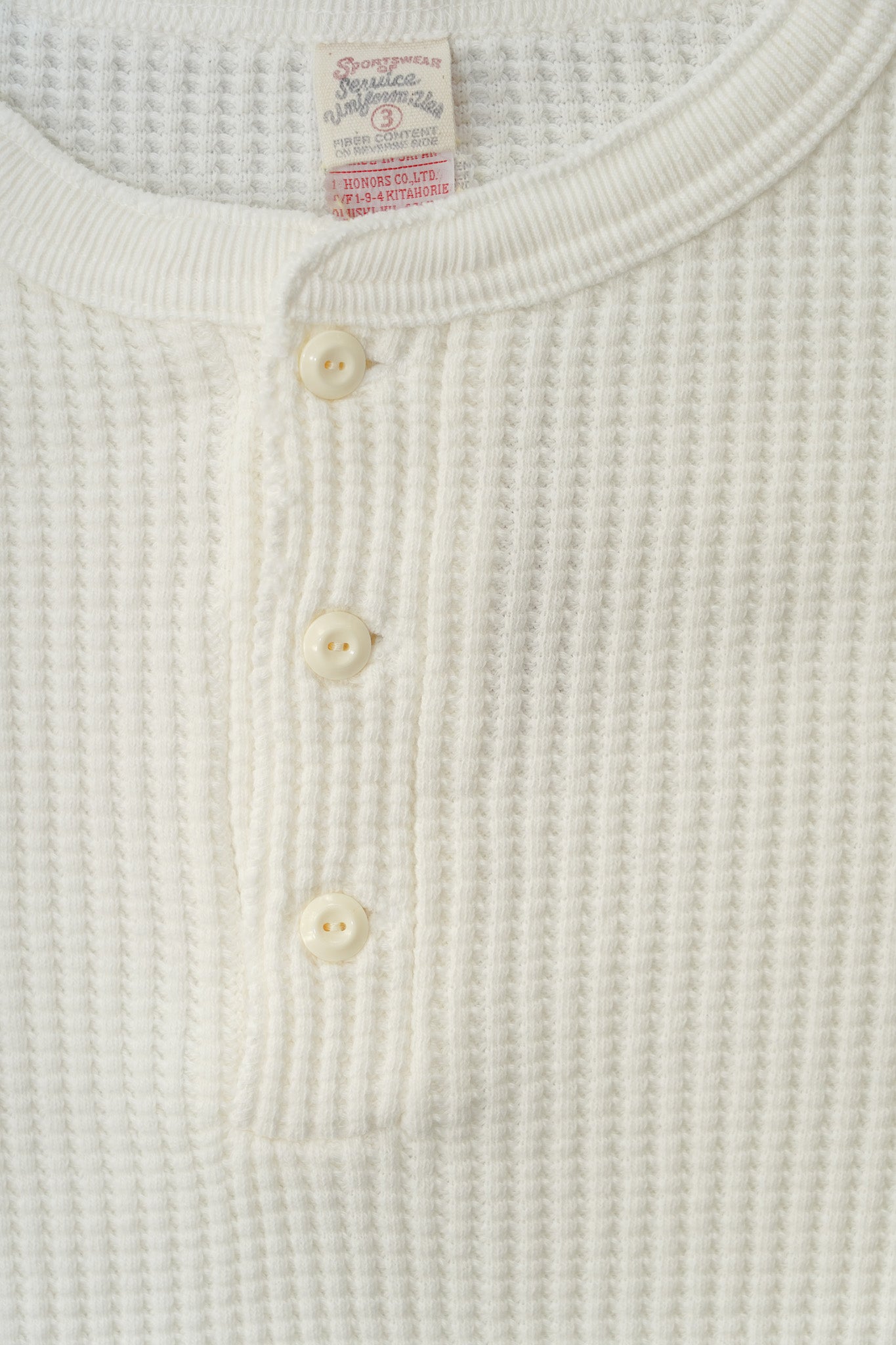 UES Big Waffle Thermal Henley Shirt - Off White