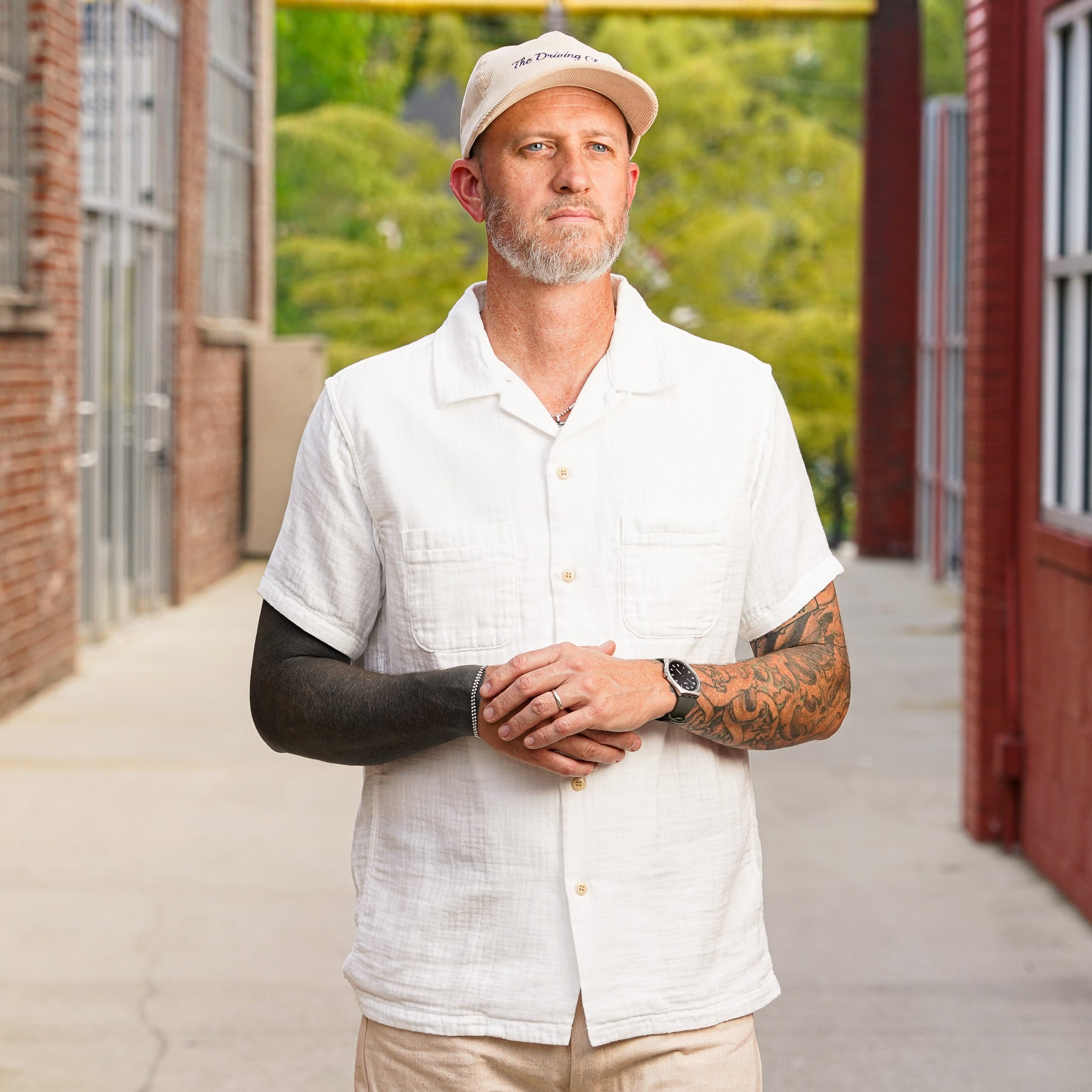 UES Herringbone Double Gauze Short Sleeve Shirt - White