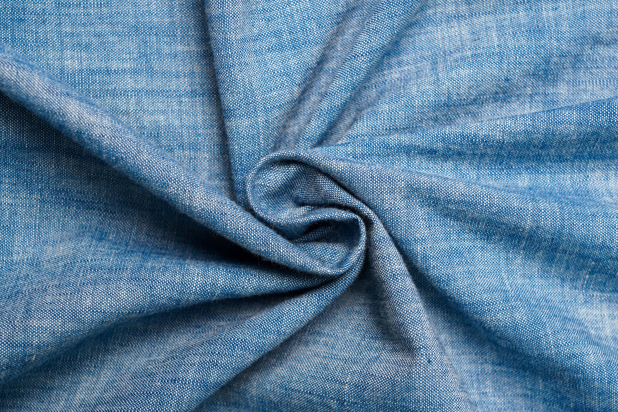 The Flat Head FN-SCK-010L Long Sleeved Chambray Work Shirt - Blue