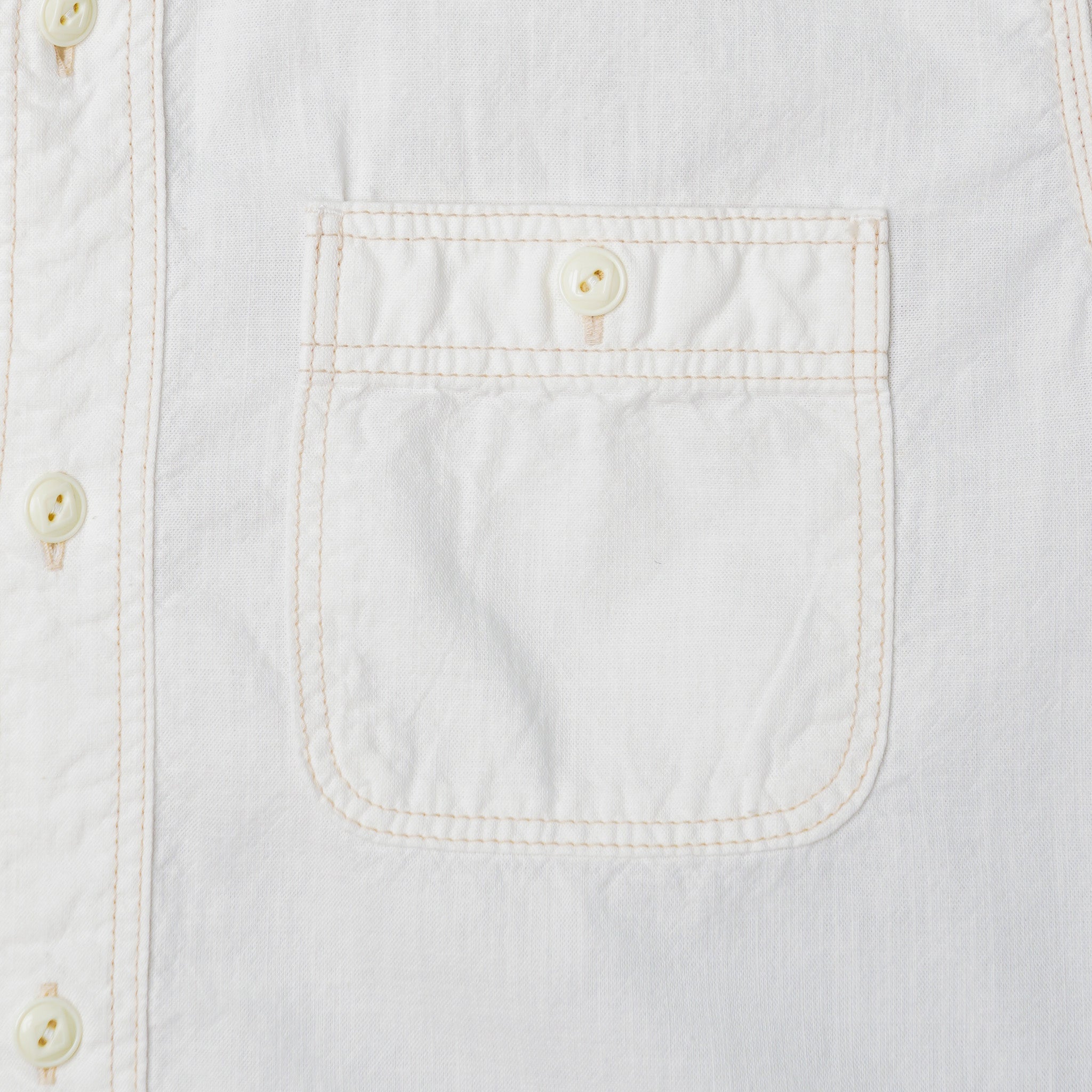 The Flat Head FN-SCK-010S Short Sleeved Chambray Work Shirt - White