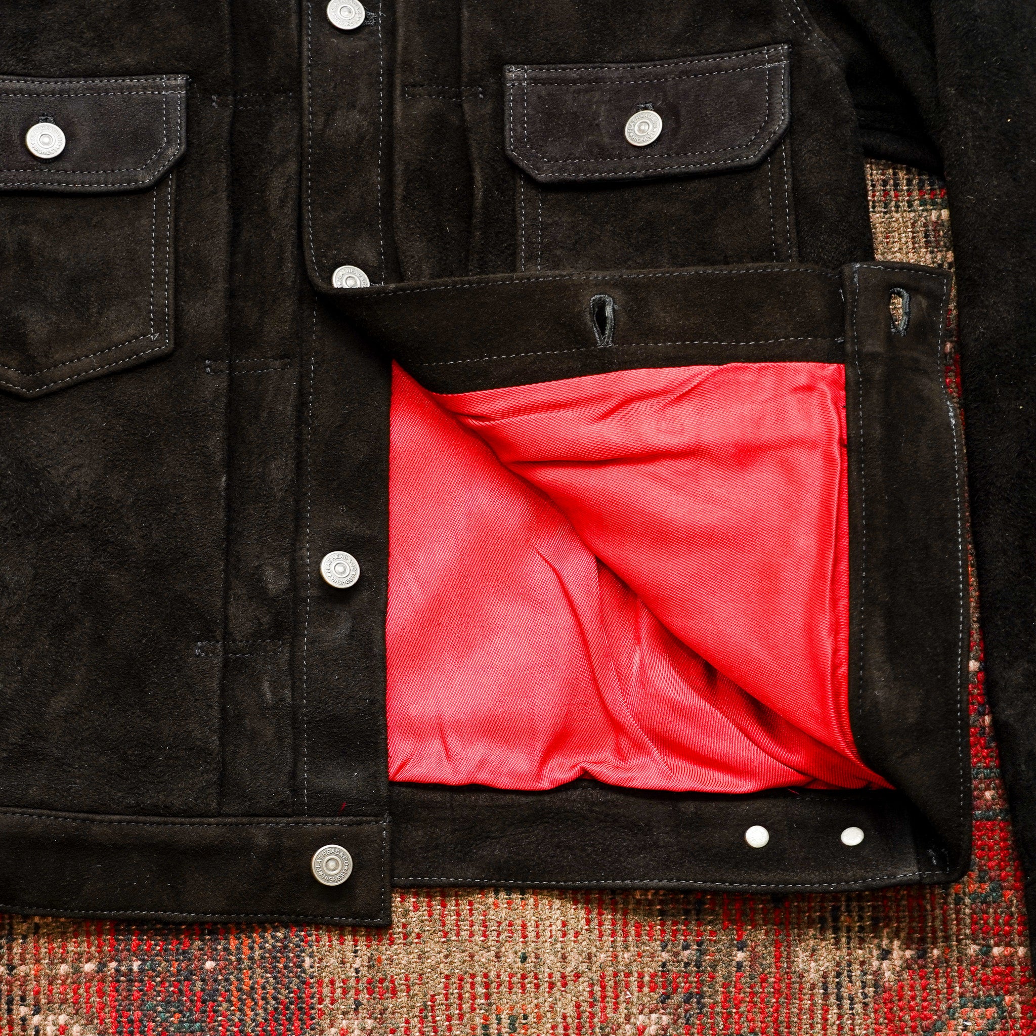 The Flat Head FN-LJ-DJ002B Deer Suede 1950's Type II Jacket - Black