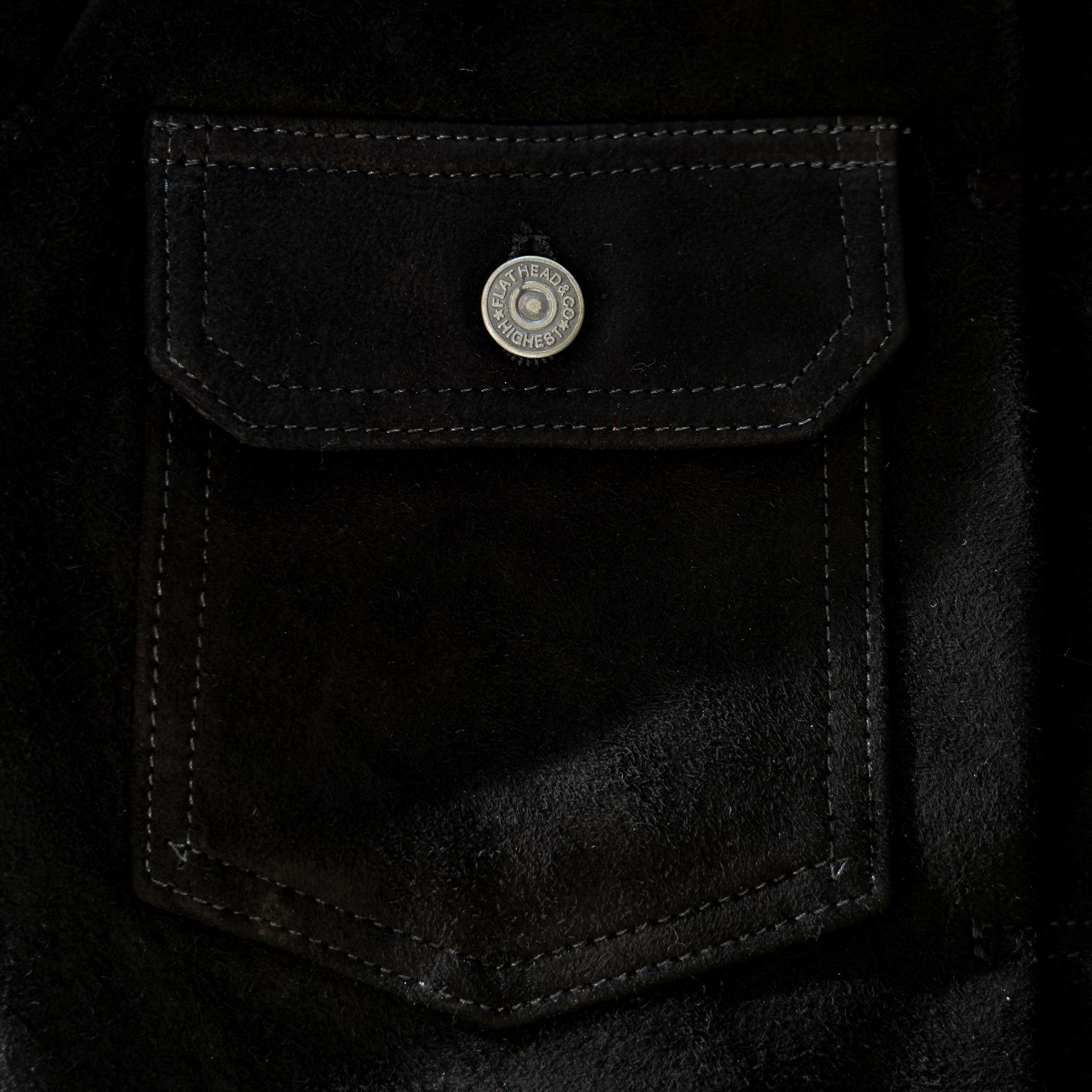 The Flat Head FN-LJ-DJ002B Deer Suede 1950's Type II Jacket - Black