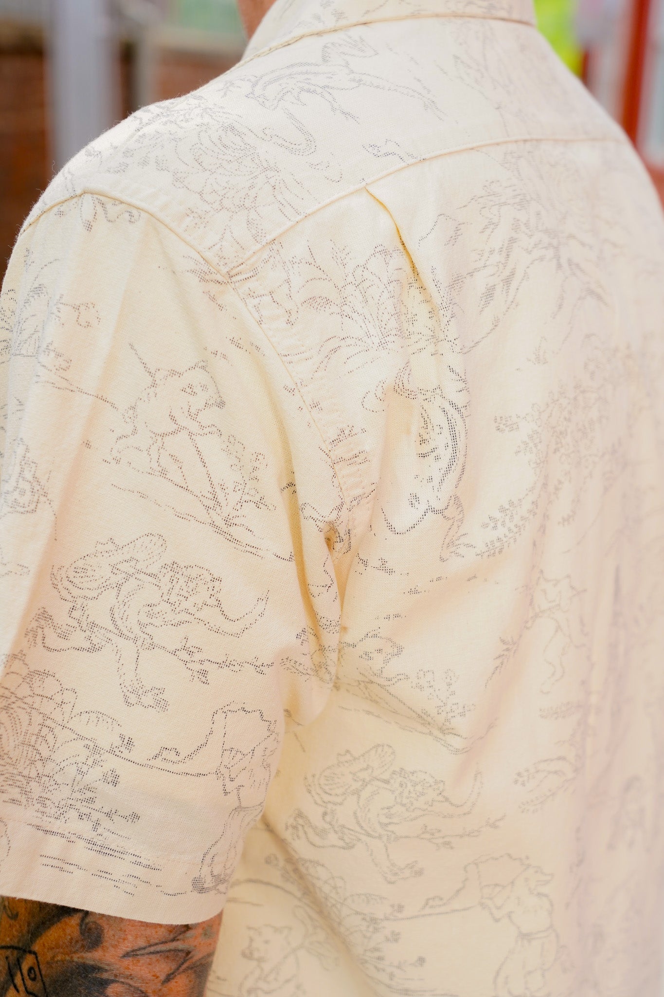 Studio D'Artisan 5736 "Choju-giga" Open Collar Shirt - Ivory