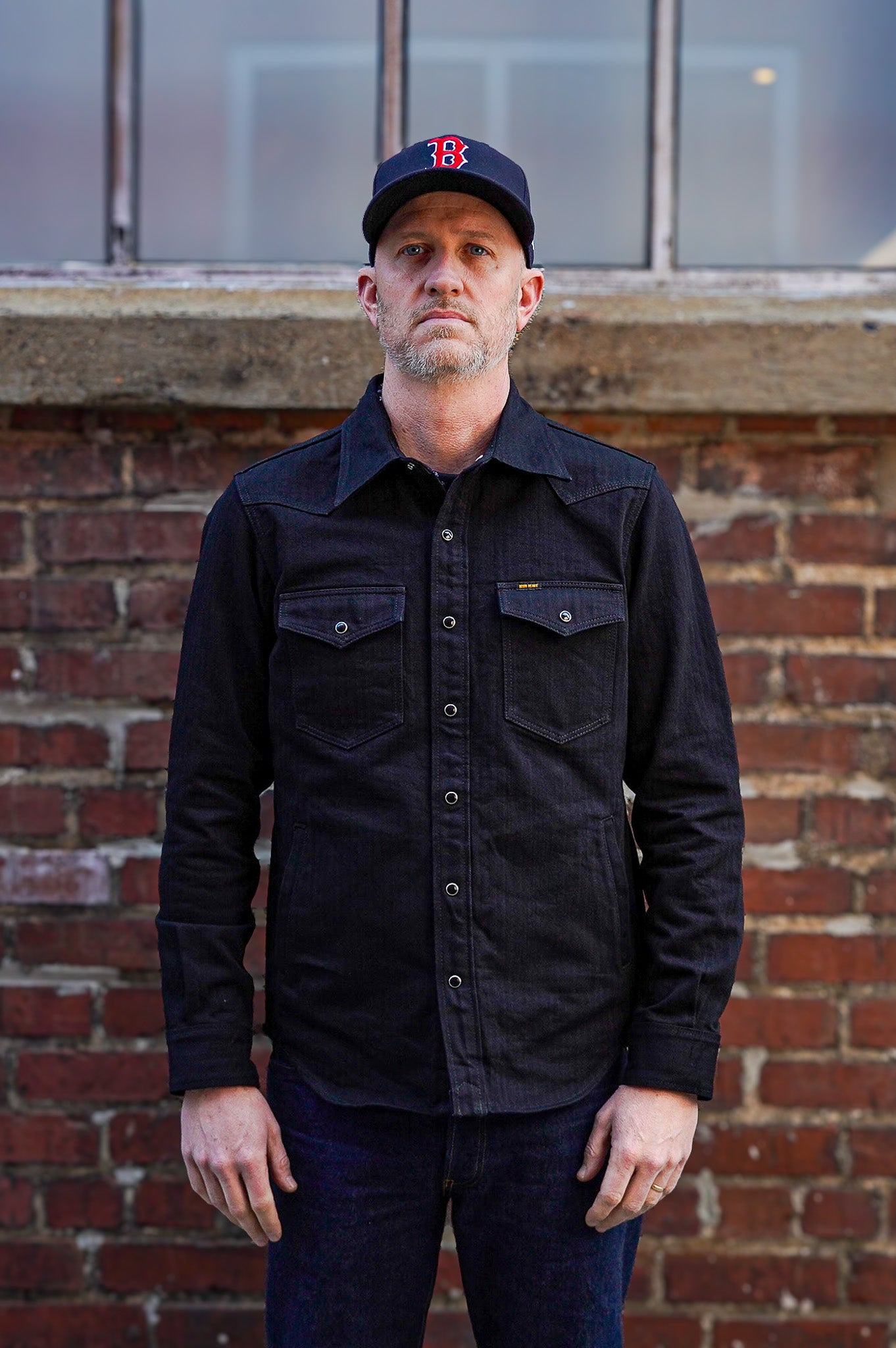 Iron Heart IHSH-410-BLK 14oz Herringbone CPO Western Shirt - Black