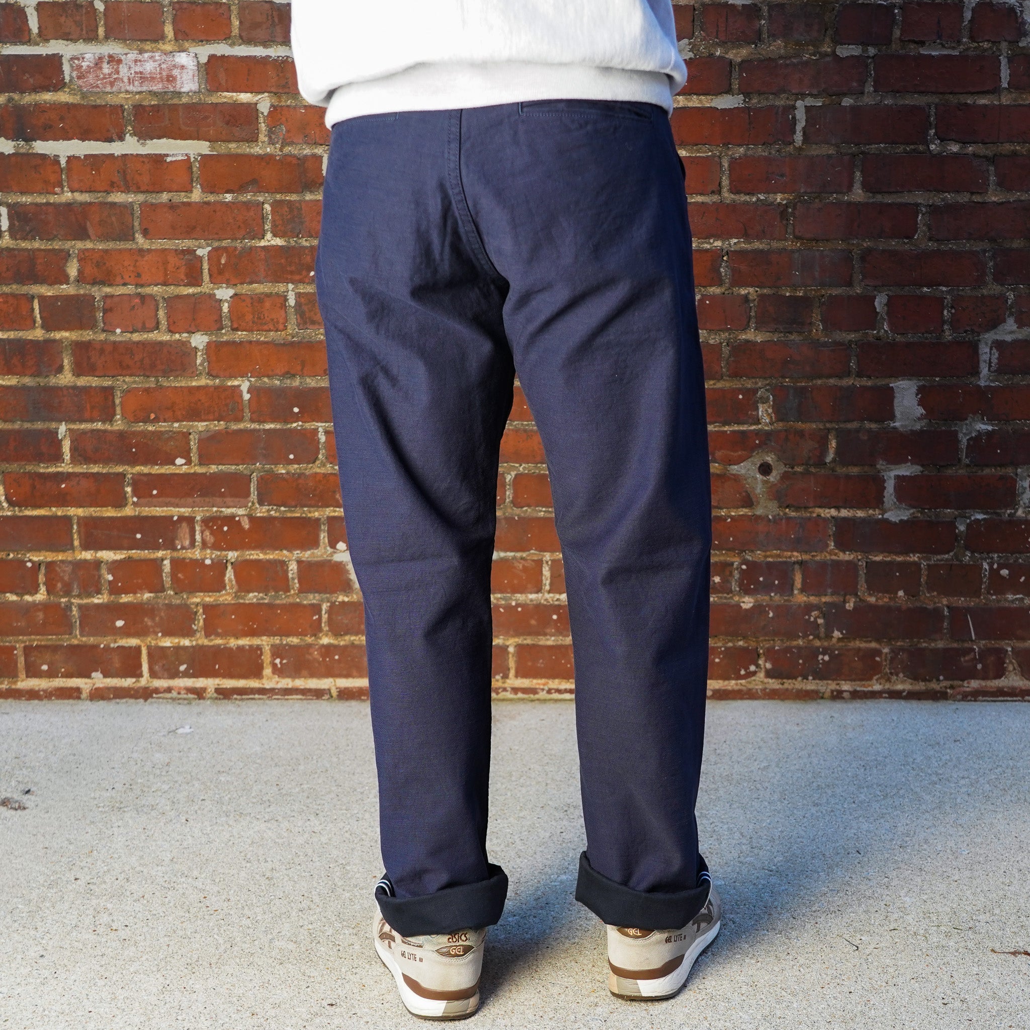 Pure Blue Japan 1185 Back Satin Sulfur Yarn Dye Trousers - Navy