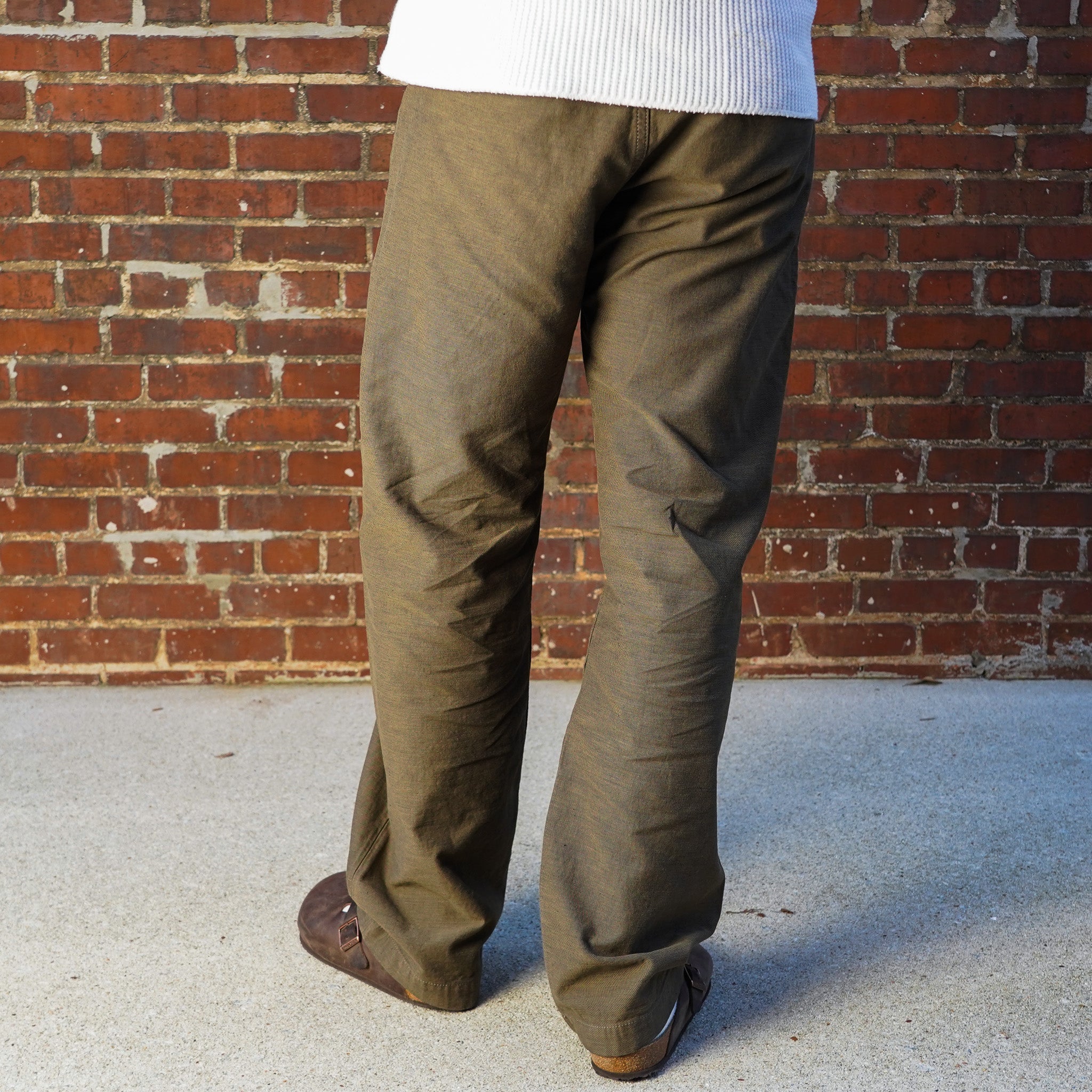 Pure Blue Japan 1185 Back Satin Sulfur Yarn Dye Trousers - Khaki