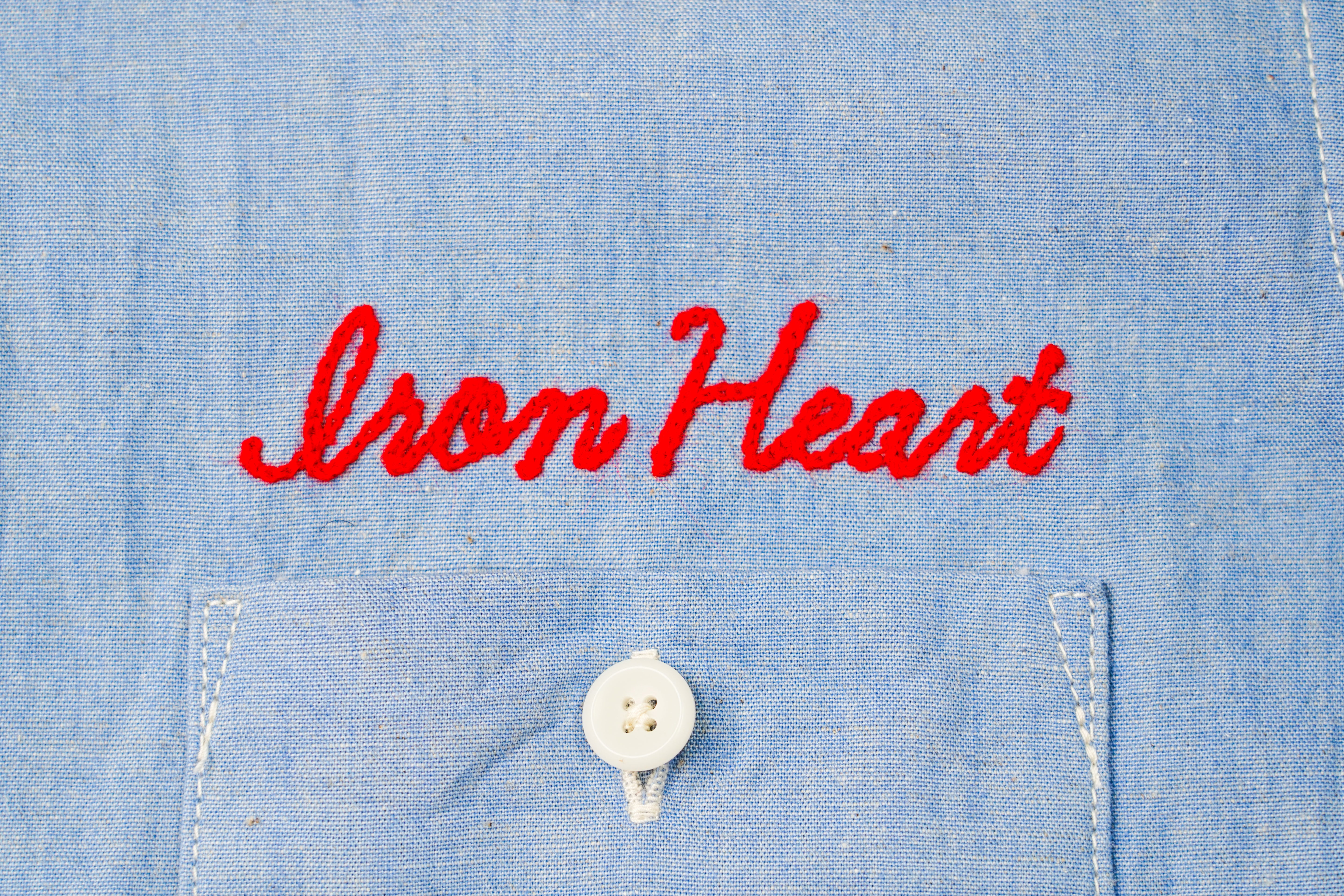 Iron Heart IHSH-447-SAX 5oz Cotton Linen Open Collar Short Sleeve Shirt - Sax Blue
