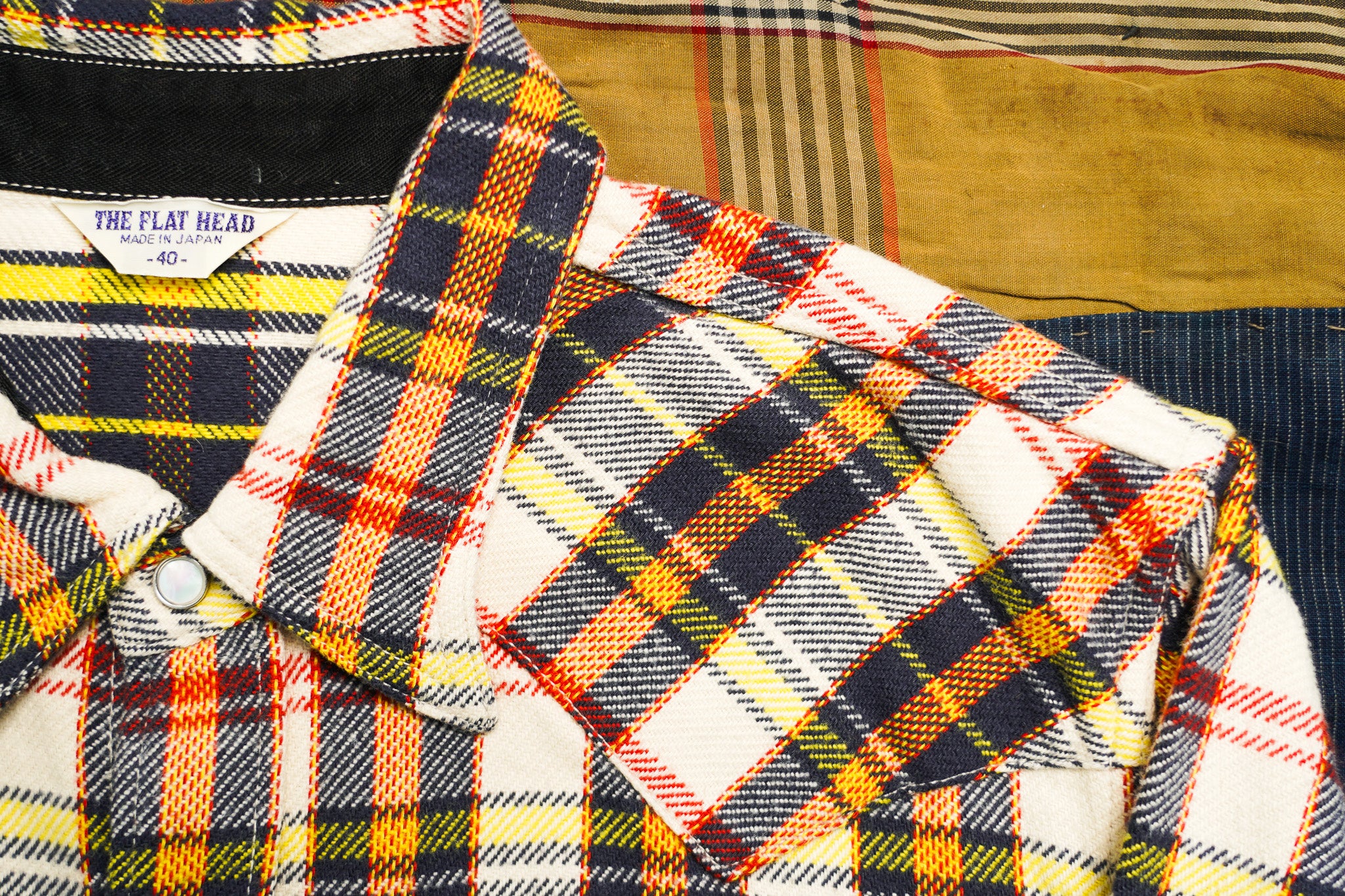 The Flat Head FN-SNW-014L Check Flannel Western Shirt - Ivory