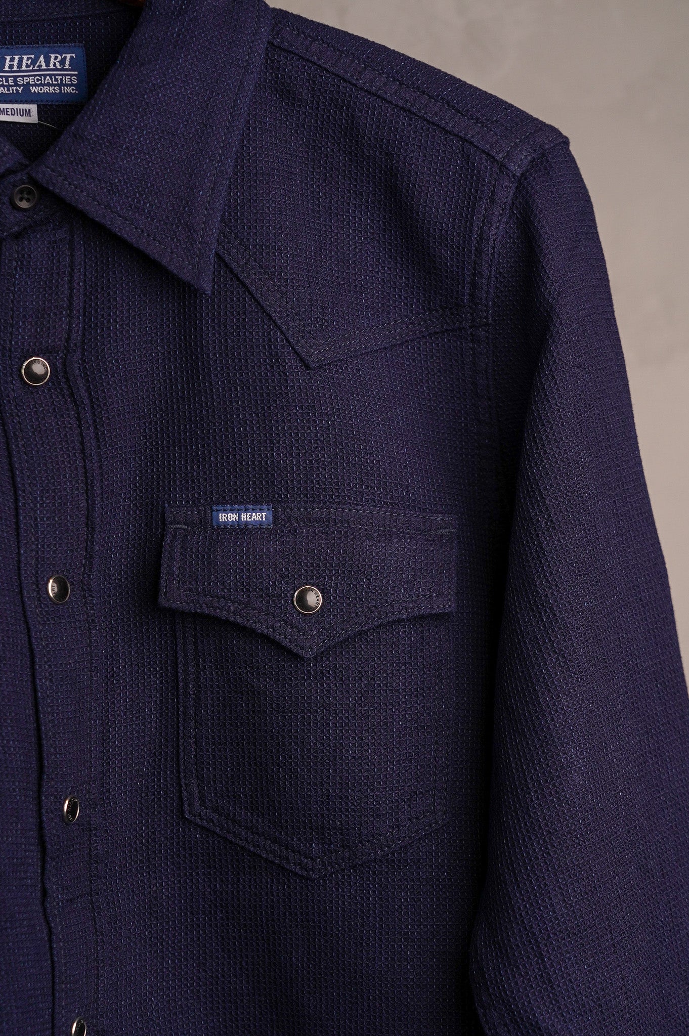 Iron Heart IHSH-413-IND 5oz Selvedge Dobby Cloth Western Shirt - Indigo