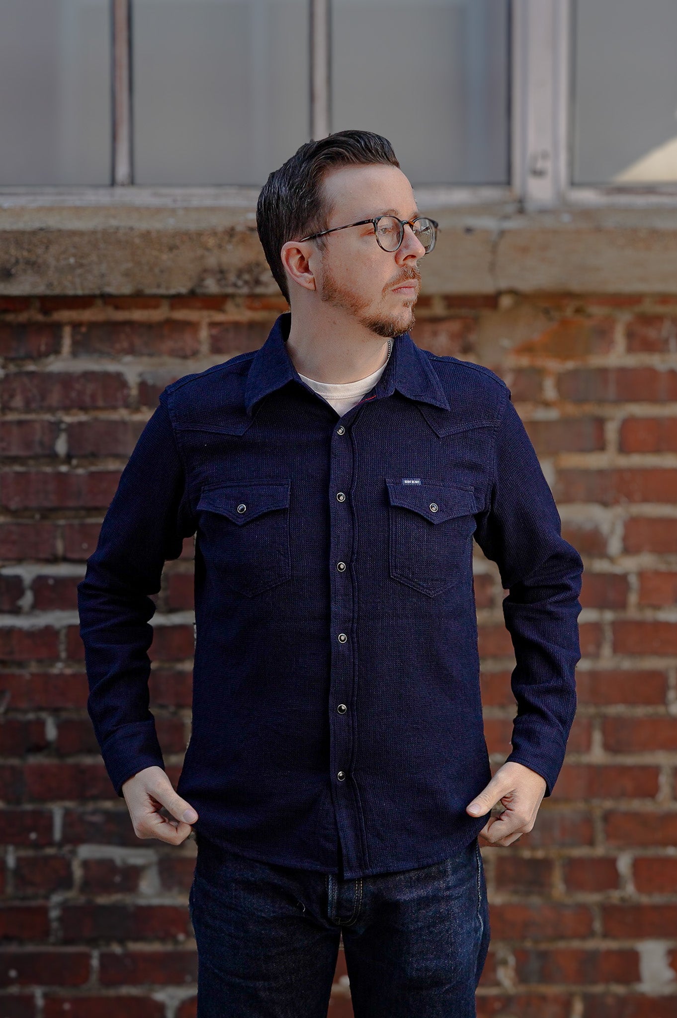 Iron Heart IHSH-413-IND 5oz Selvedge Dobby Cloth Western Shirt - Indigo