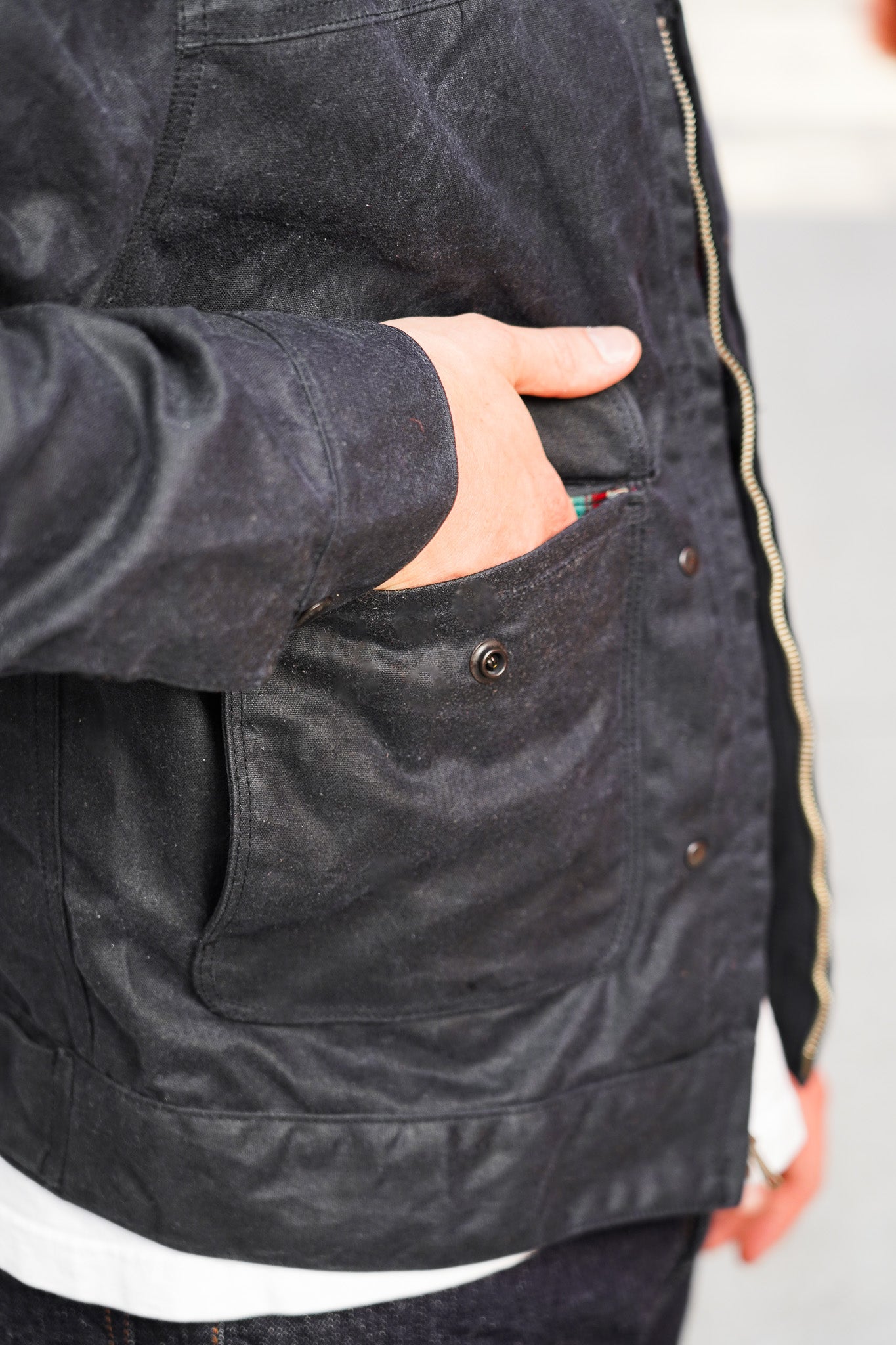 Freenote Cloth Faro 10oz Waxed Canvas Jacket - Black
