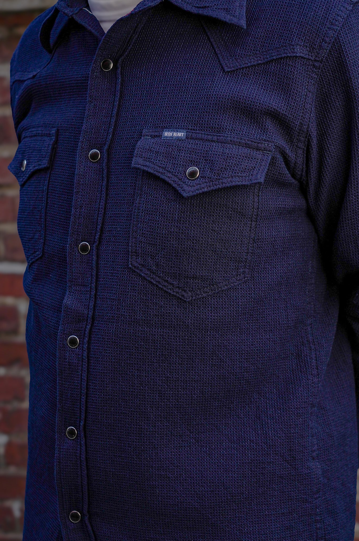 Iron Heart IHSH-413-IND 5oz Selvedge Dobby Cloth Western Shirt - Indigo