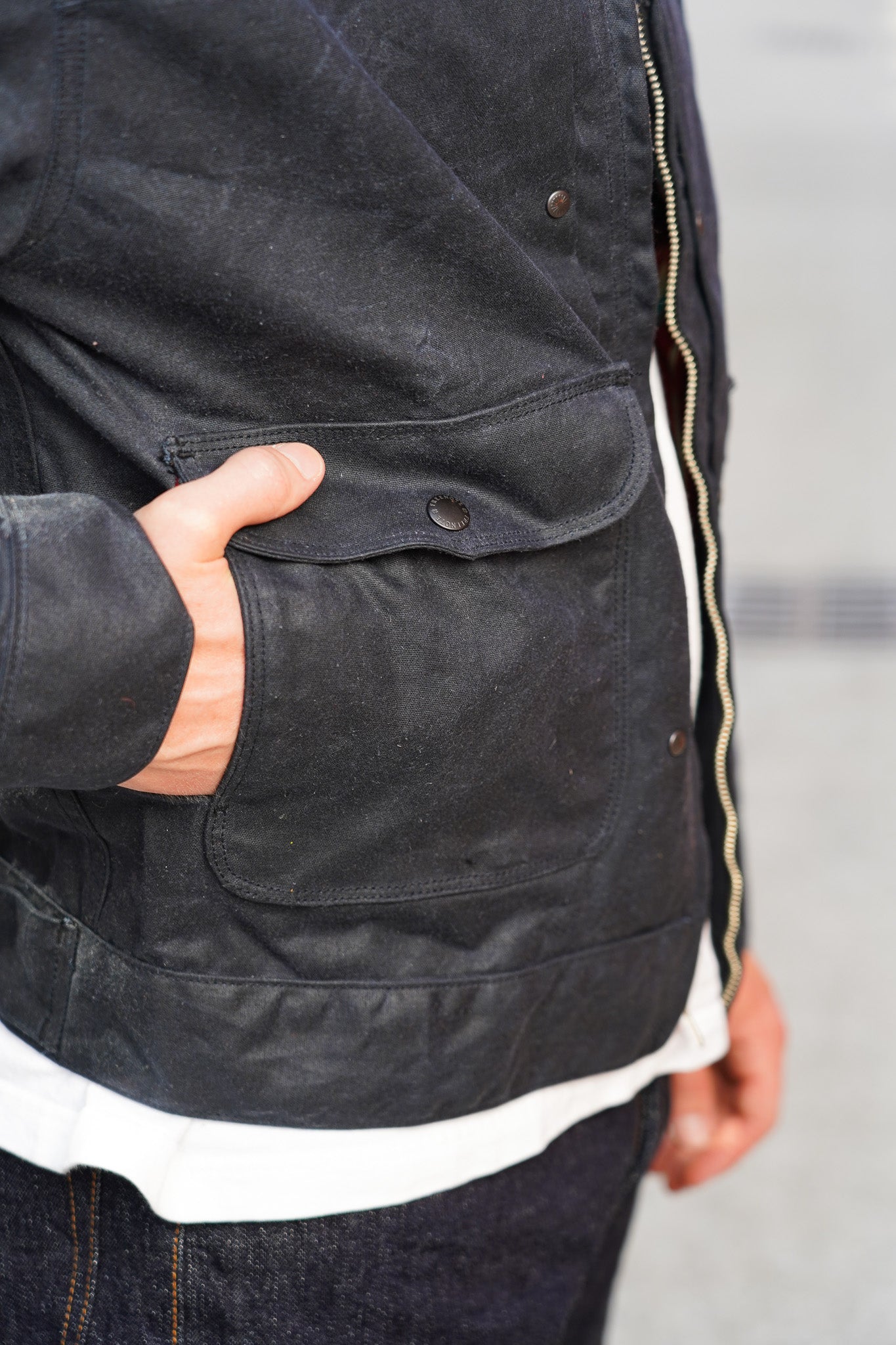 Freenote Cloth Faro 10oz Waxed Canvas Jacket - Black
