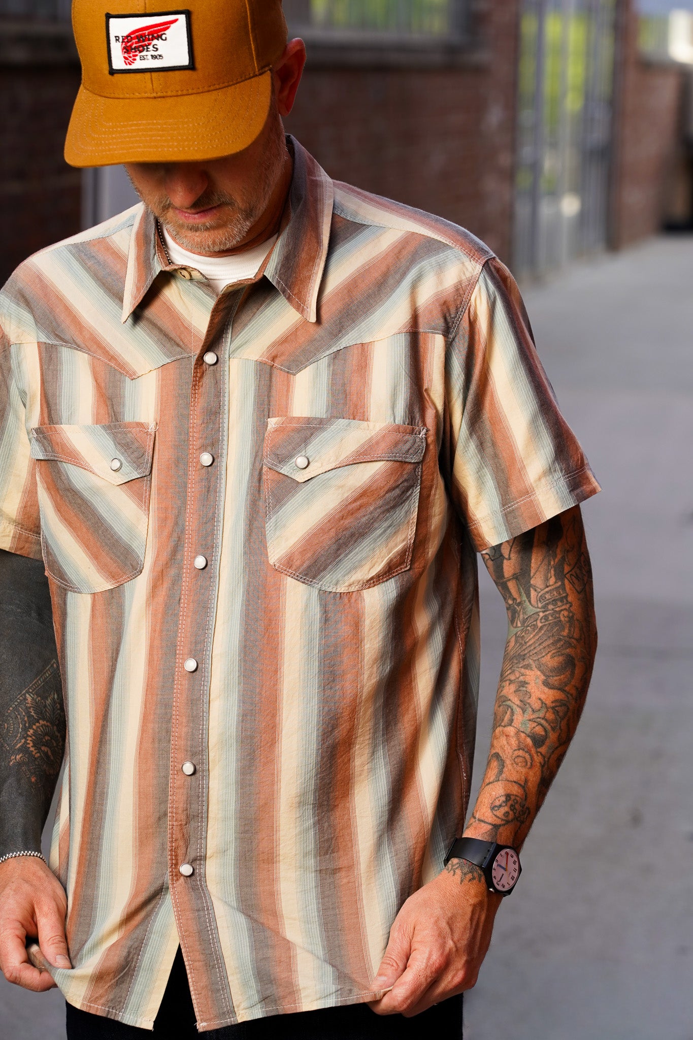 Freenote Cloth Calico Western Shirt - S/S Dusty Desert Stripe