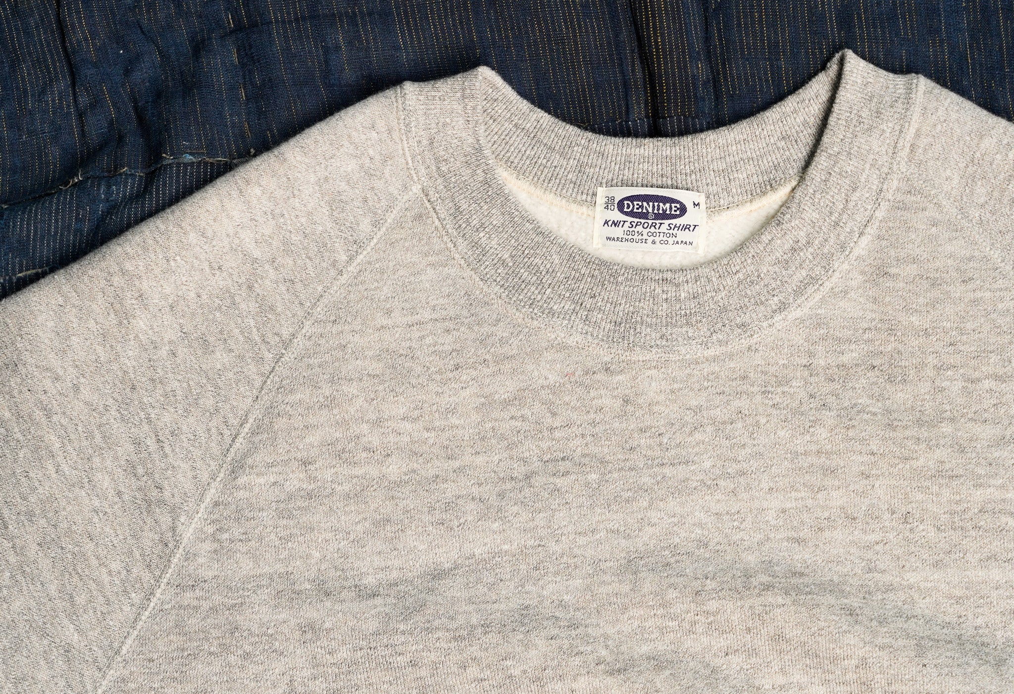 Denime Lot 261 - Four Needle Raglan Crew Neck Sweatshirt - Light Grey