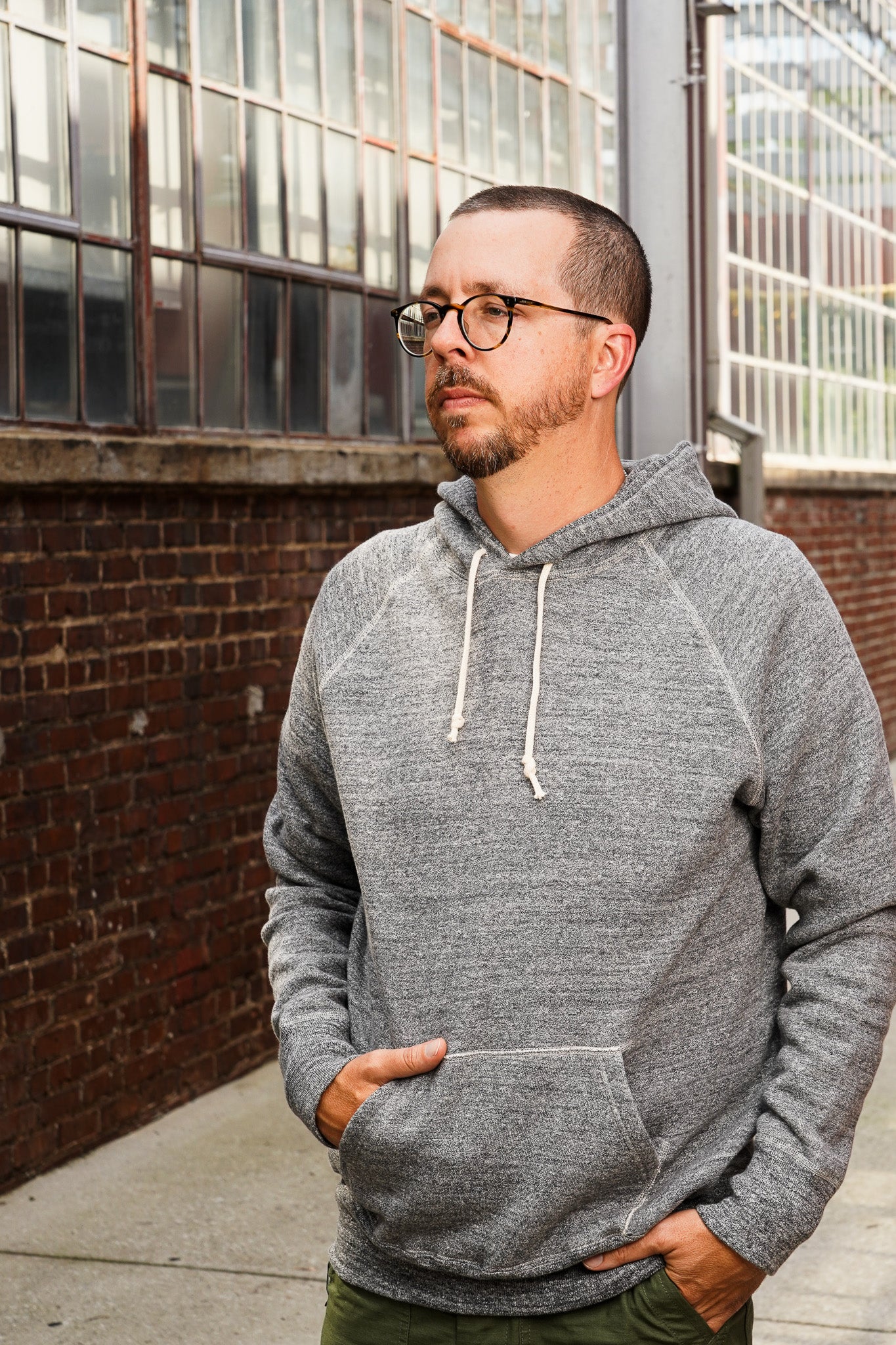 Denime Lot 262 - Four Needle Raglan Hoodie - Dark Heather Grey