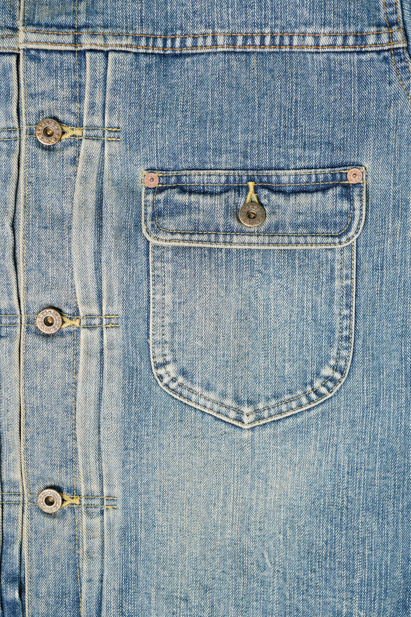 The Flat Head FN-OJ-D101C 14.5oz Left Hand Twill 40's Style Type 1 Denim Jacket - Real Aging