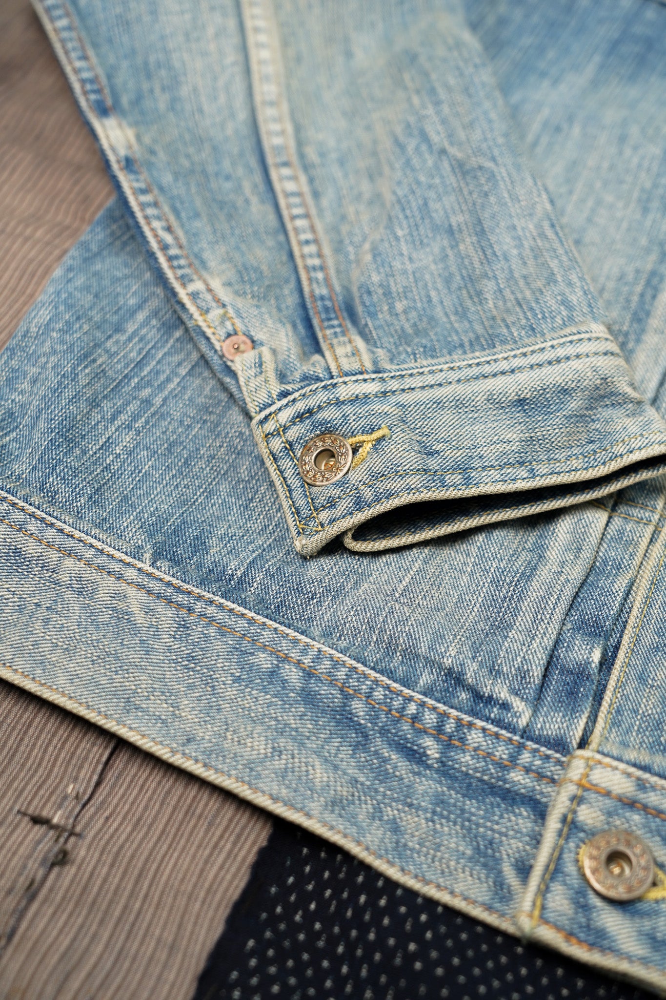The Flat Head FN-OJ-D101C 14.5oz Left Hand Twill 40's Style Type 1 Denim Jacket - Real Aging