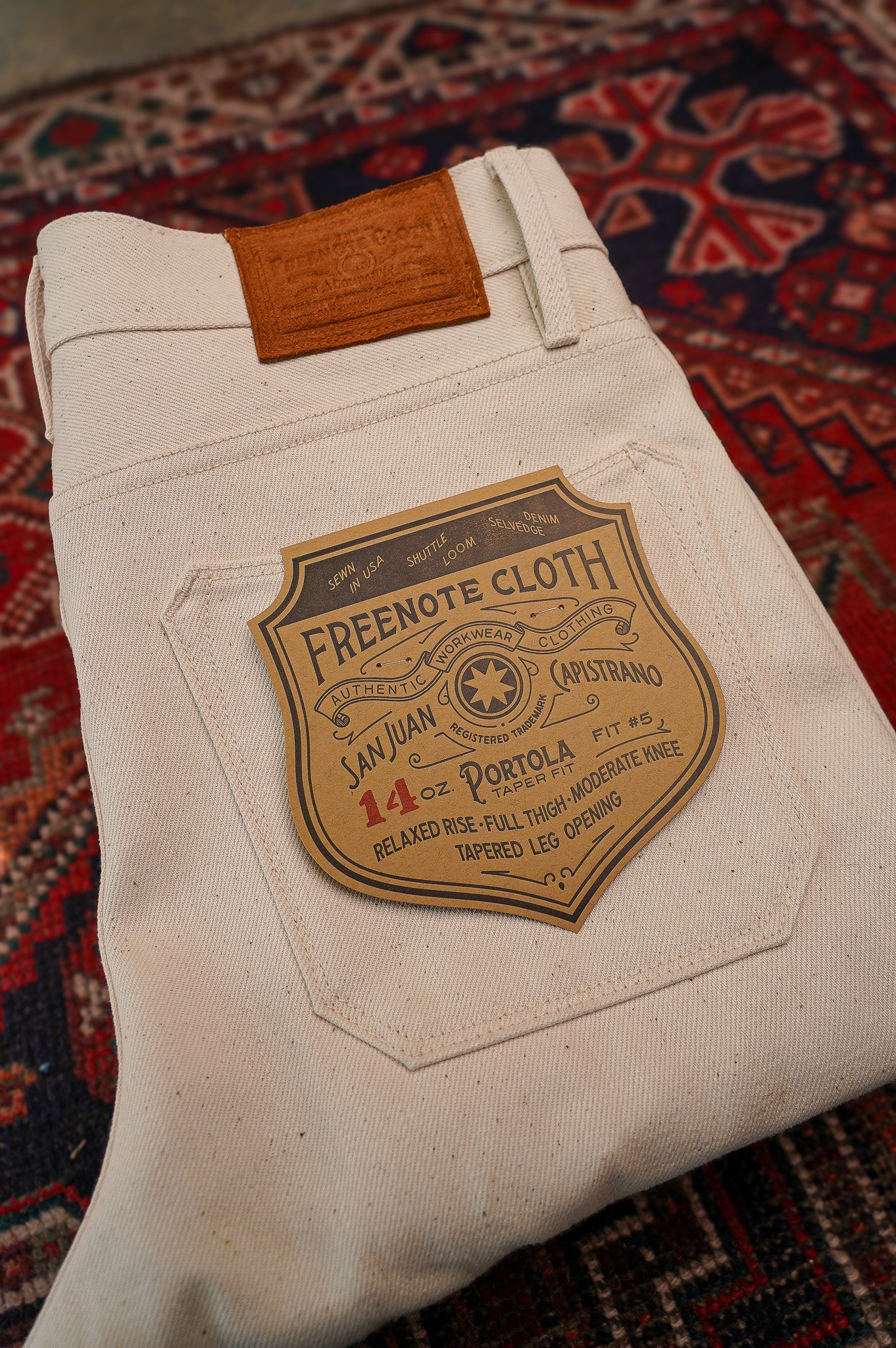 Freenote Cloth Portola Tapered Cut - 14oz Ecru Denim