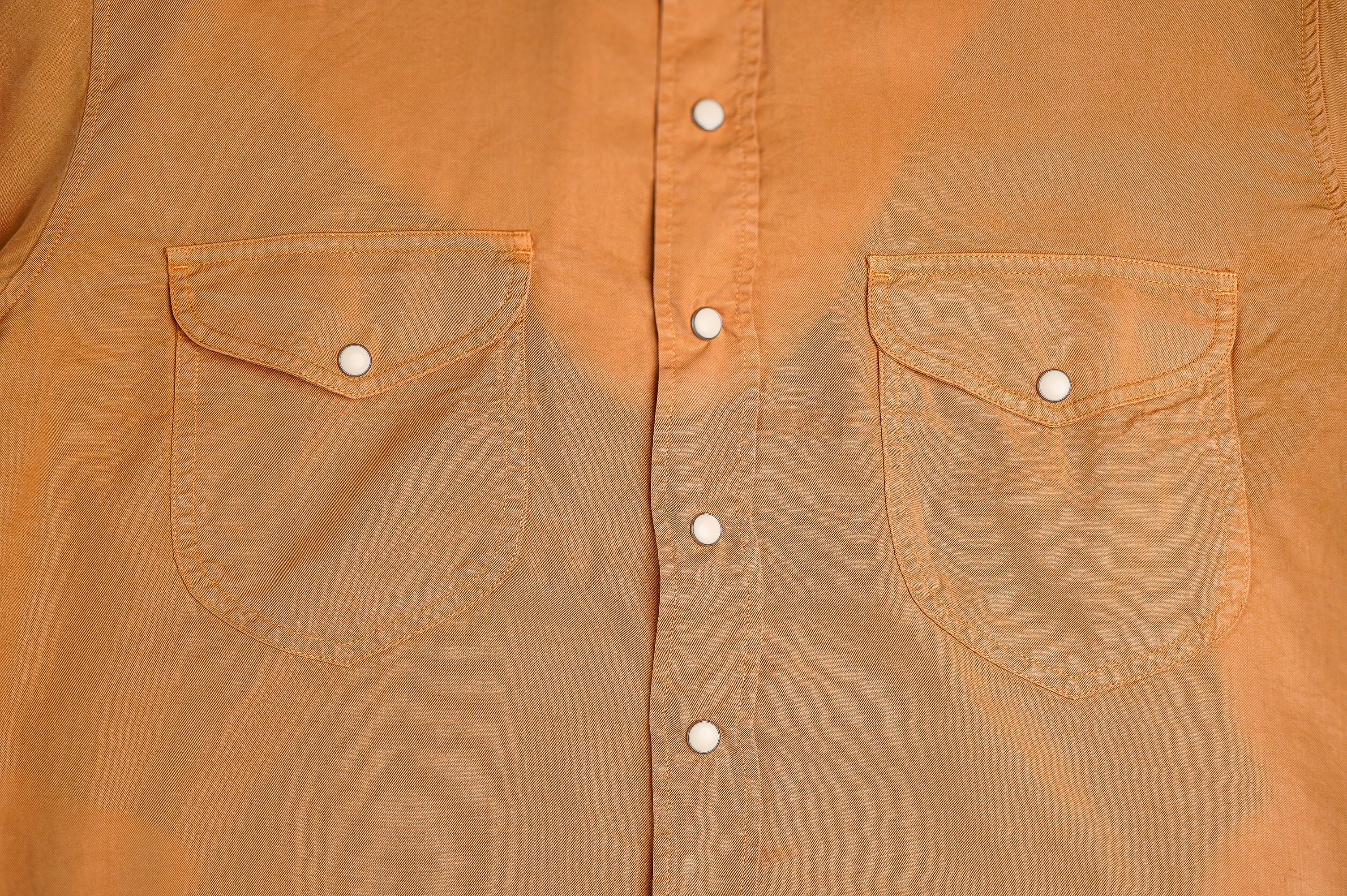 Wythe Tencel Gabardine Pearlsnap Shirt - Apricot