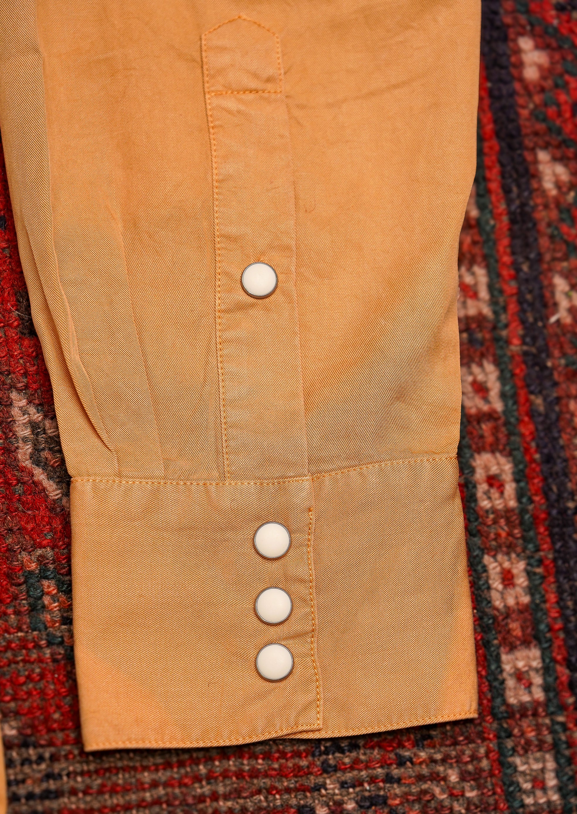 Wythe Tencel Gabardine Pearlsnap Shirt - Apricot