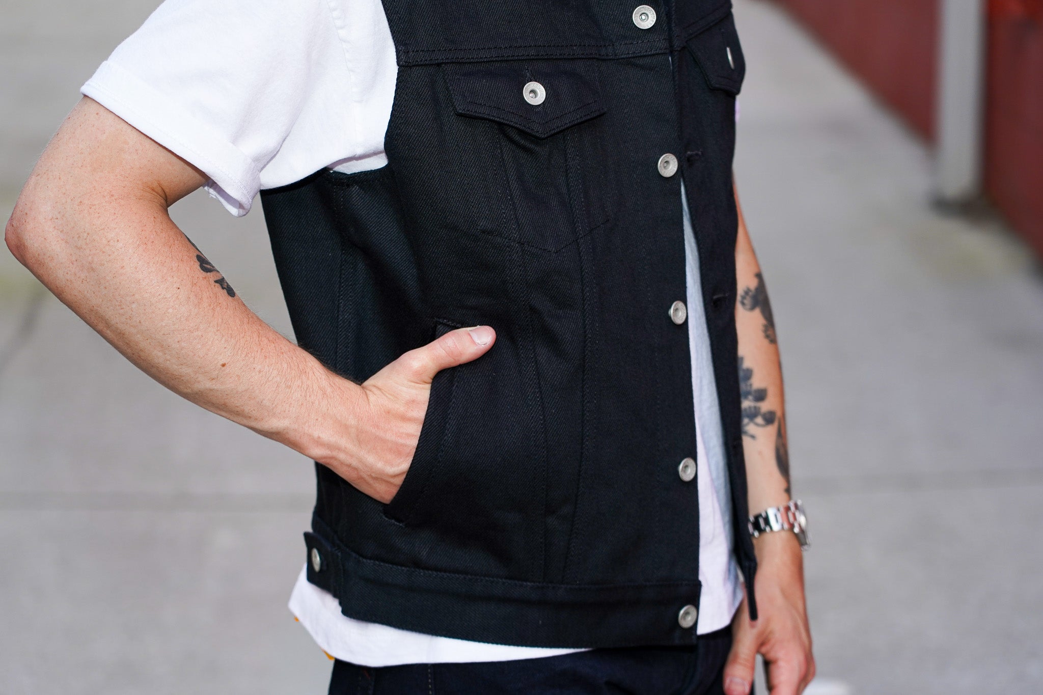 Iron Heart IH-9526V 21oz Non-Fade Denim Type III Vest - Superblack